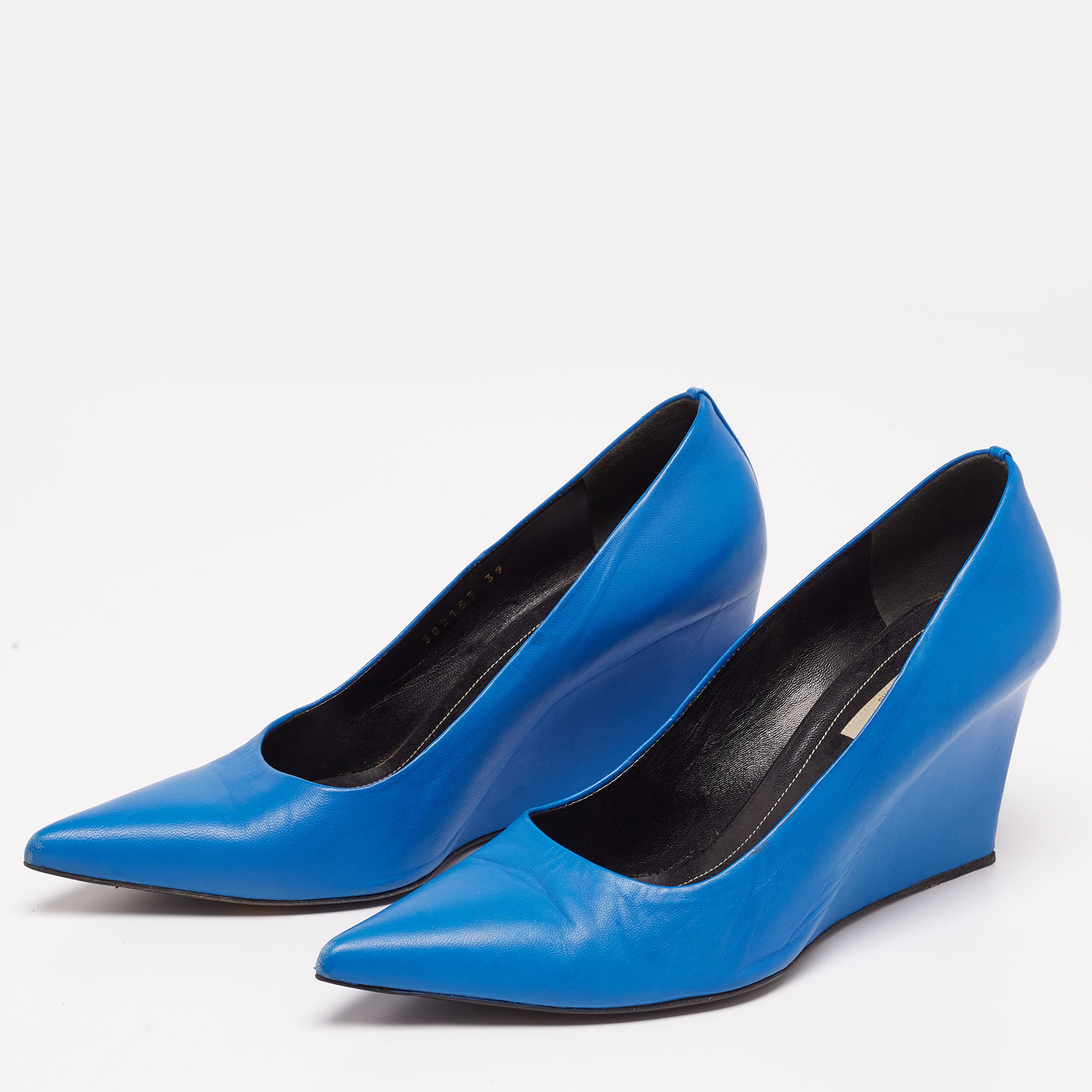 

Balenciaga Blue Leather Knife Wedge Pumps Size