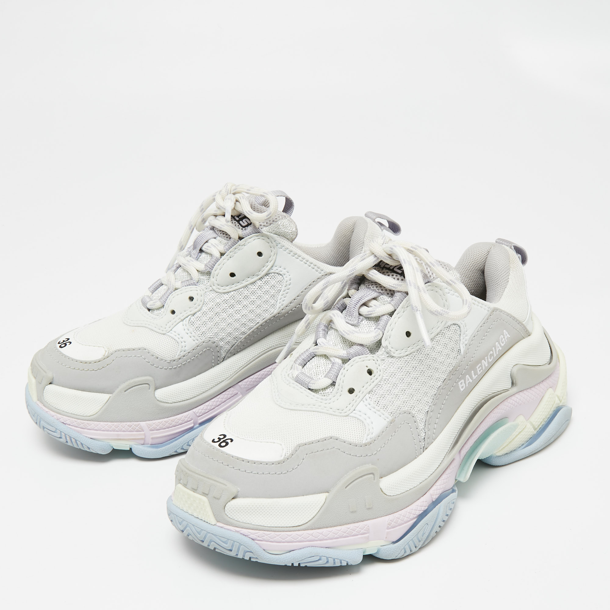 

Balenciaga Multicolor Mesh And Leather Triple S Sneakers Size
