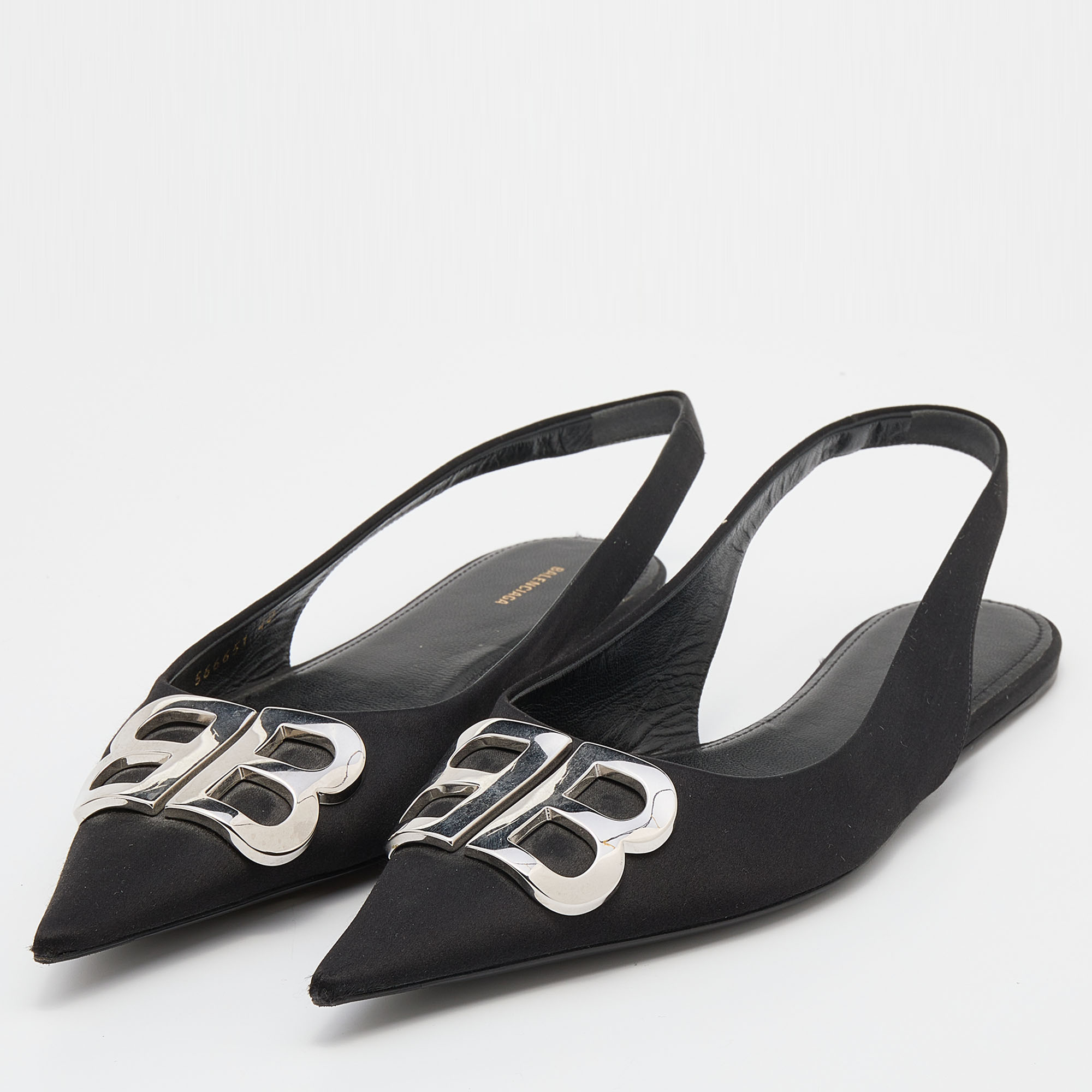 

Balenciaga Black Satin Knife Sandals Size
