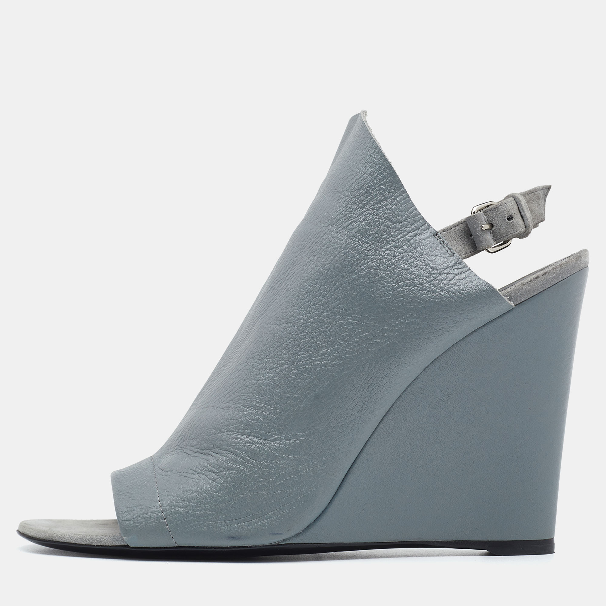 

Balenciaga Grey Leather Glove Wedges Slingback Sandals Size