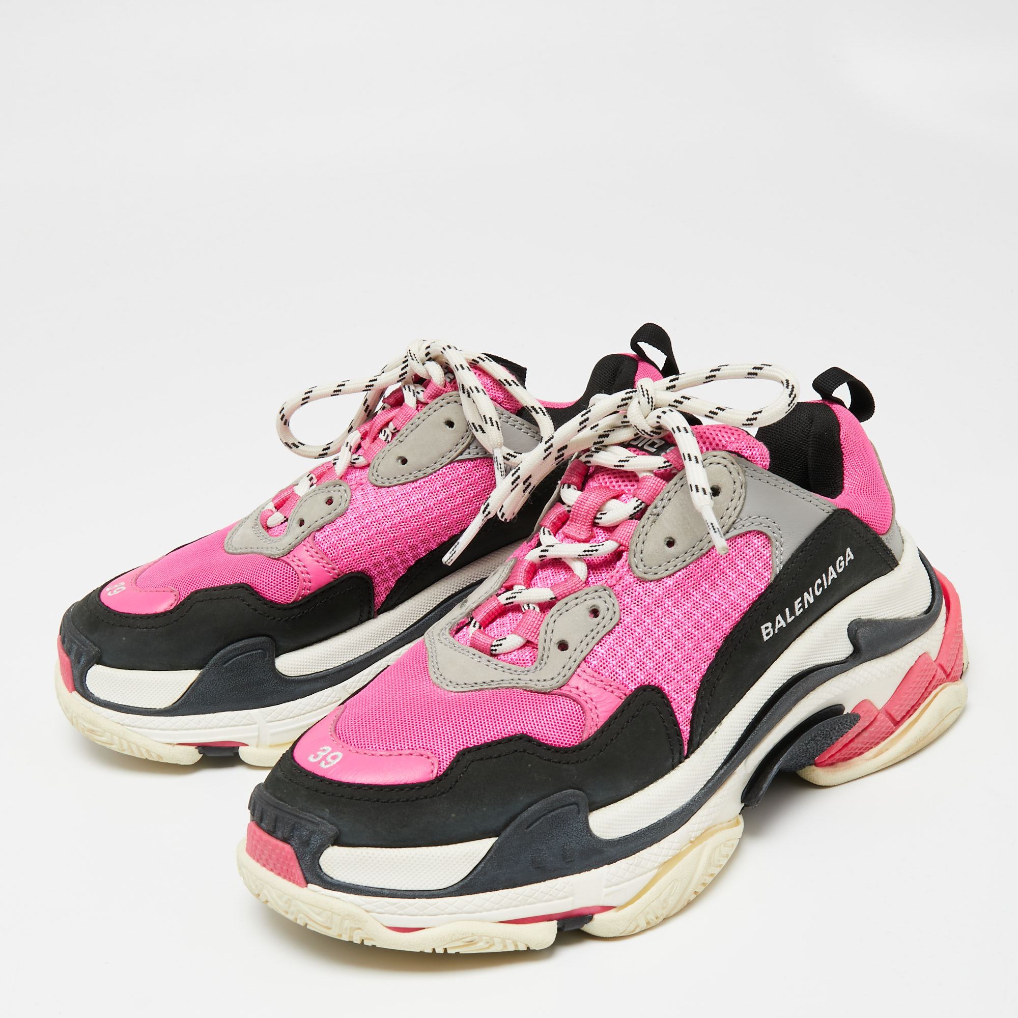

Balenciaga Multicolor Nubuck Leather And Mesh Triple S Clear Sneakers Size