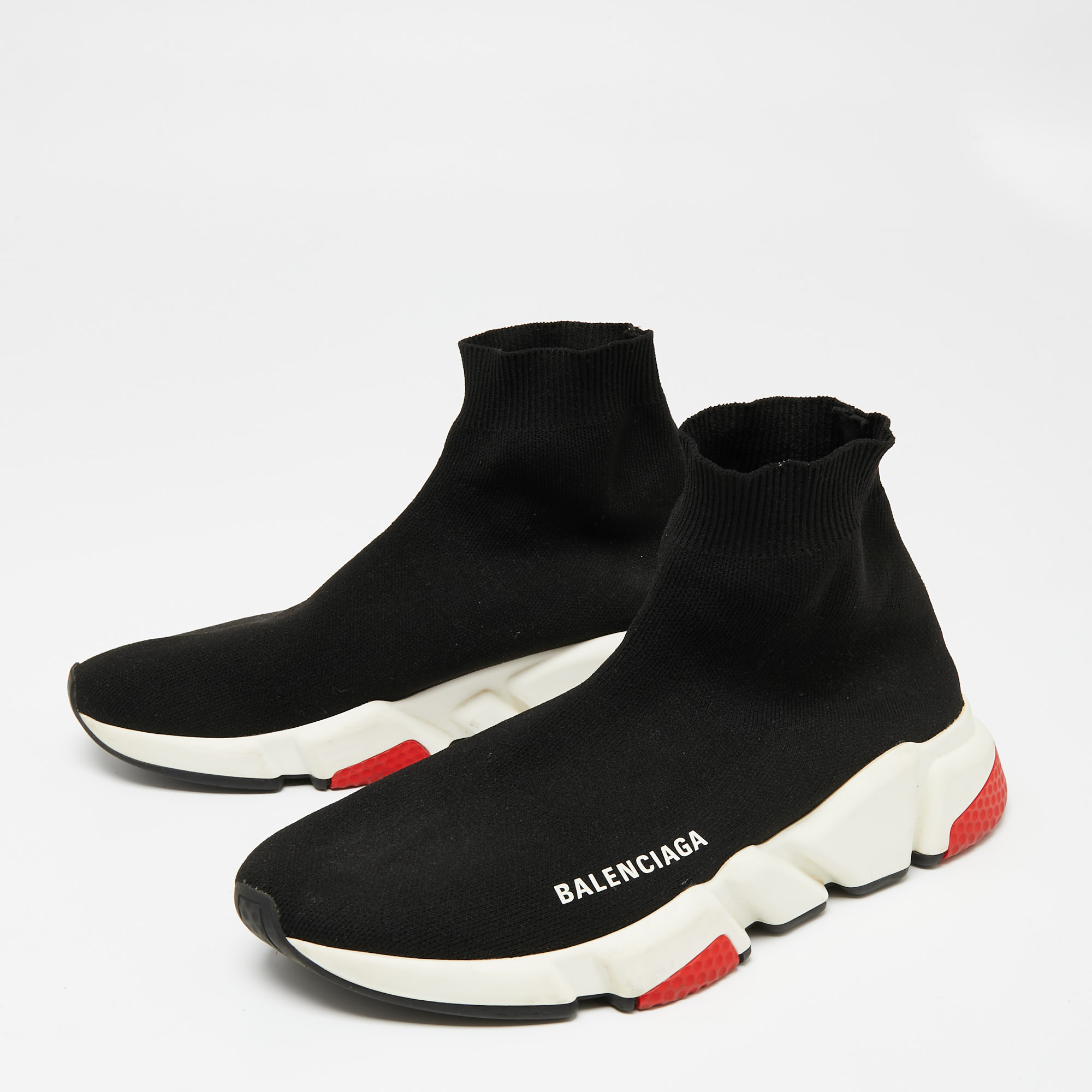 

Balenciaga Black Knit Fabric High Top Speed Trainer Sneakers Size