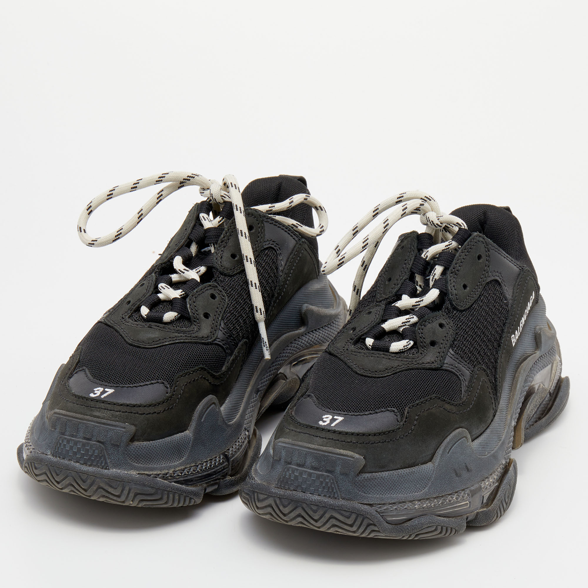 

Balenciaga Black Mesh and Leather Triple S Sneakers Size