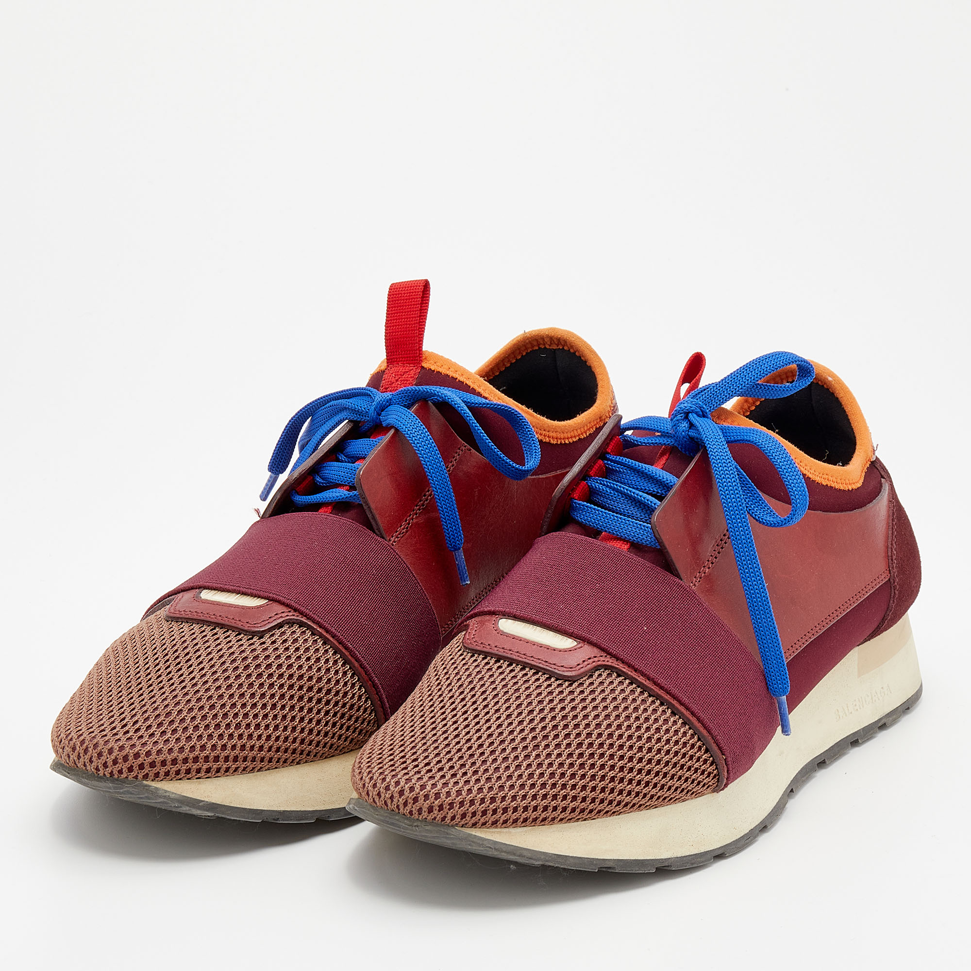 

Balenciaga Multicolor Mesh And Suede Race Runner Low Top Sneakers Size