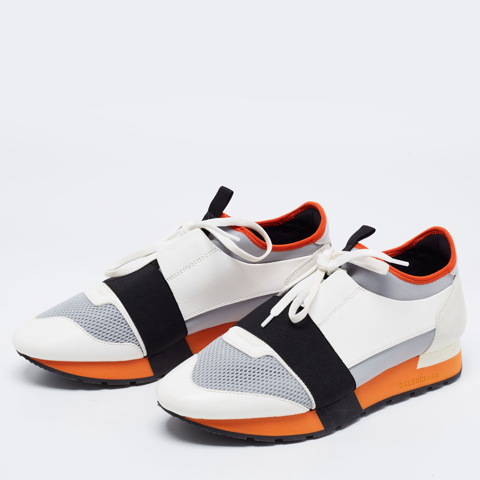 

Balenciaga Multicolor Mesh And Leather Race Runner Low Top Sneakers Size