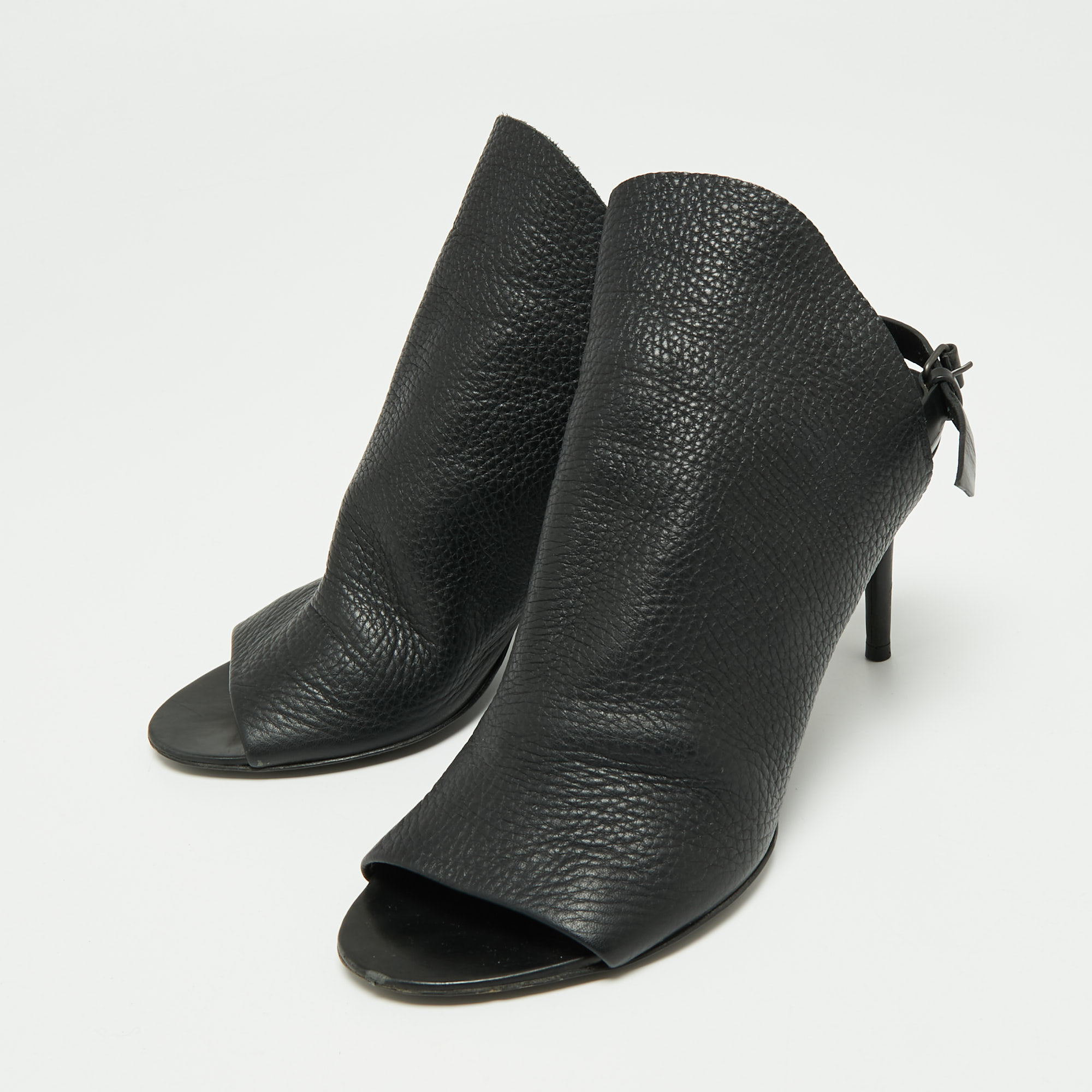 

Balenciaga Black Leather Open Toe Glove Slingback Sandals Size