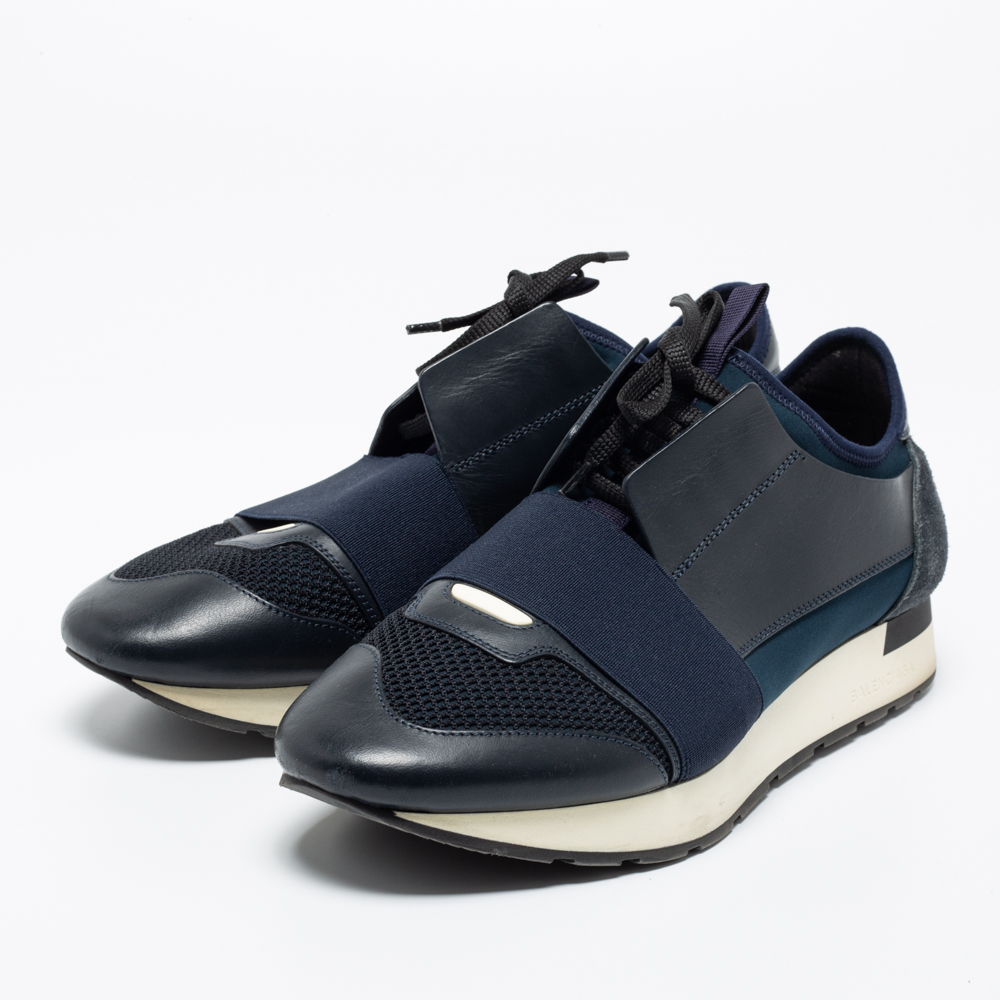 

Balenciaga Multicolor Mesh And Leather Race Runner Low Top Sneakers Size