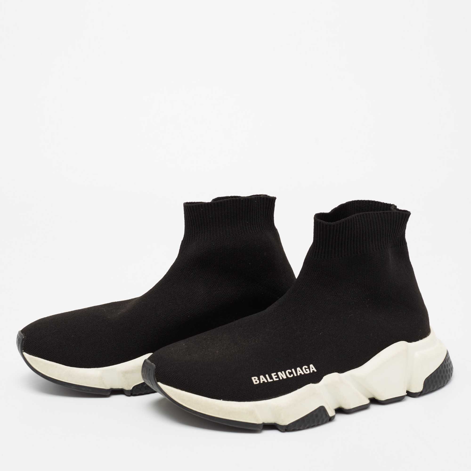 

Balenciaga Black Knit Fabric Speed Trainer Slip-On Sneakers Size