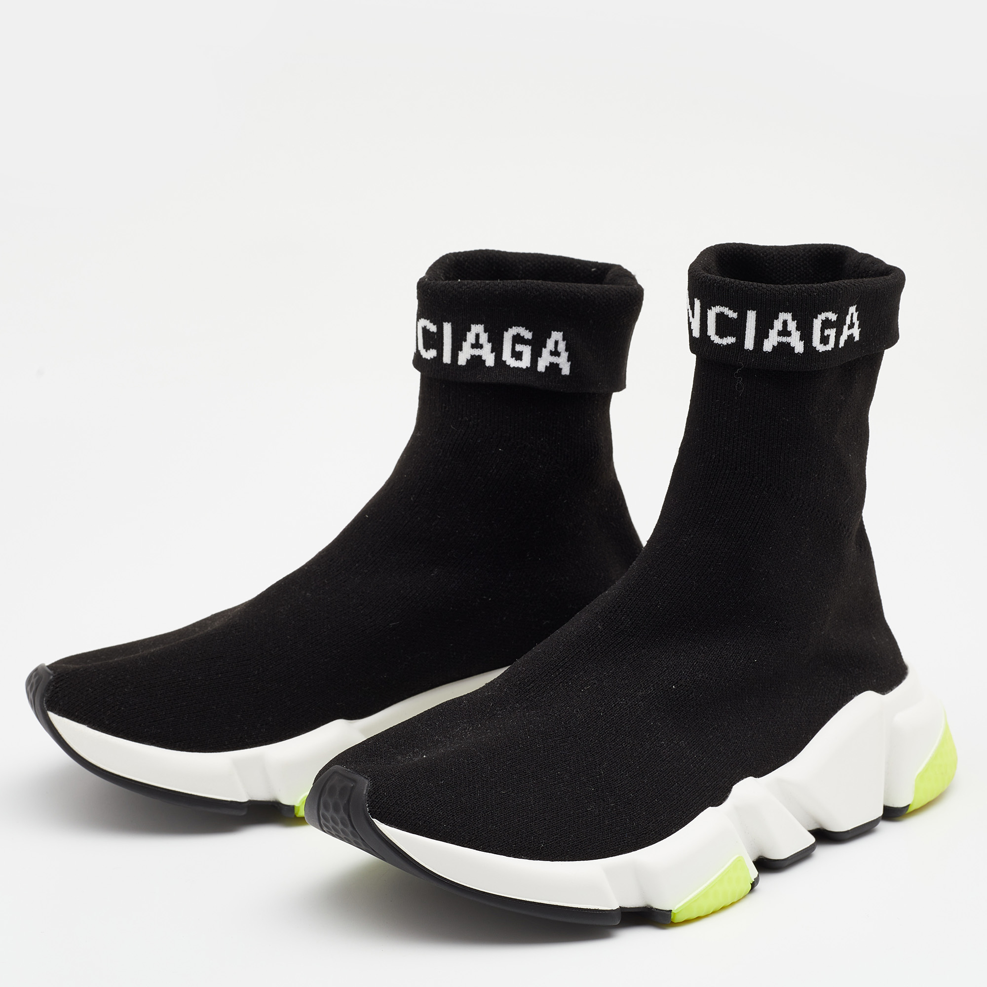 

Balenciaga Black Knit Fabric Speed Trainer Sneakers Size