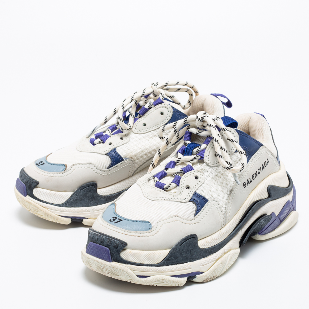 

Balenciaga Multicolor Leather and Mesh Triple S Platform Sneakers Size