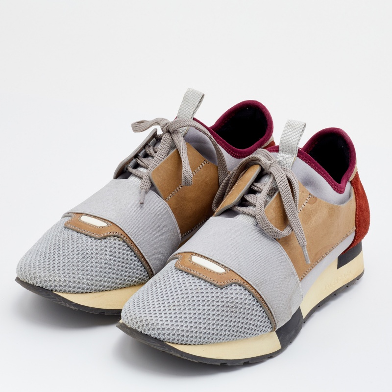 

Balenciaga Multicolor Leather and Mesh Race Runner Sneakers Size