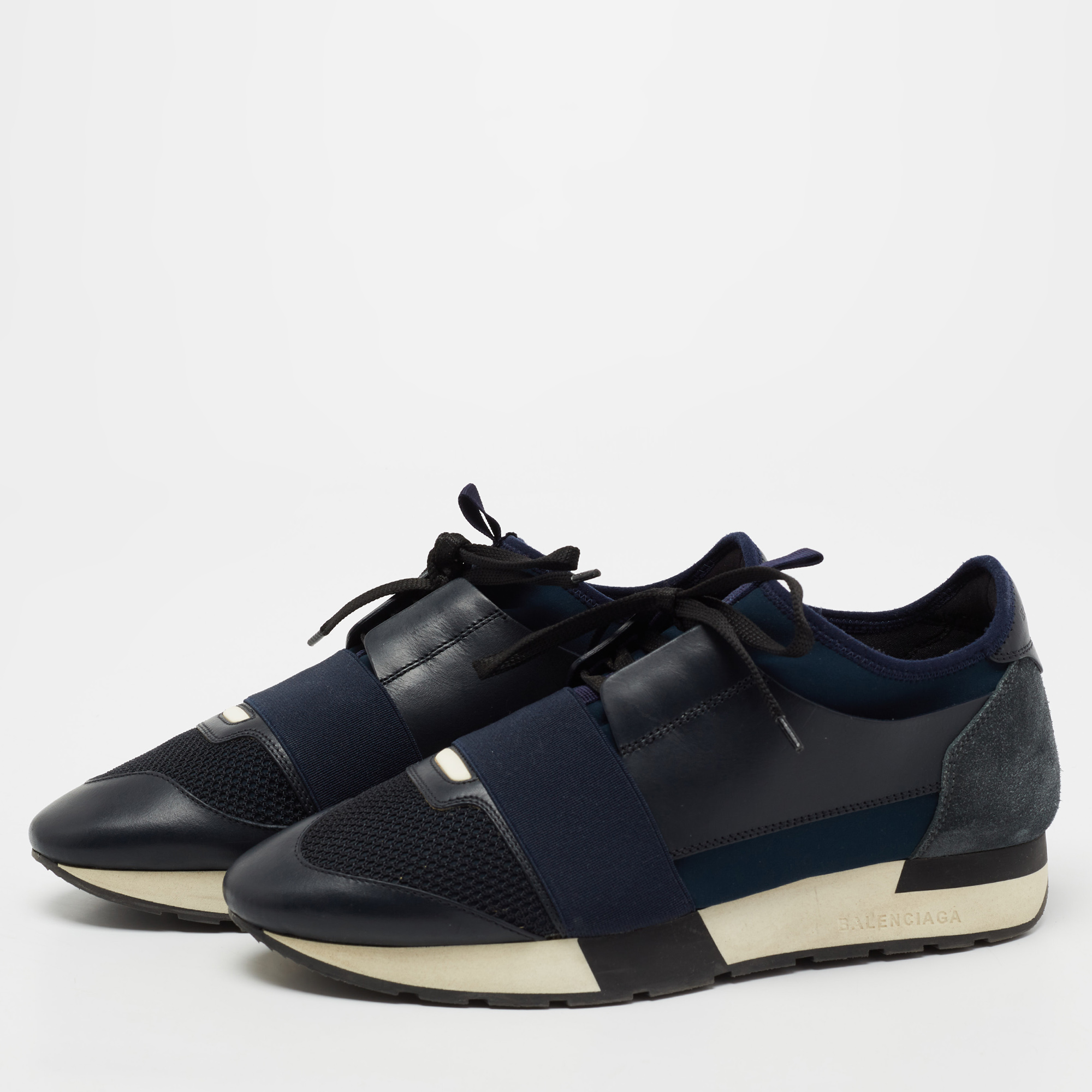 

Balenciaga Multicolor Leather And Mesh Race Runner Low Top Sneakers Size