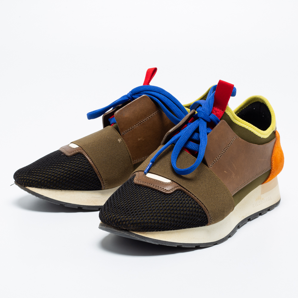 

Balenciaga Multicolor Suede And Mesh Race Runner Sneakers Size