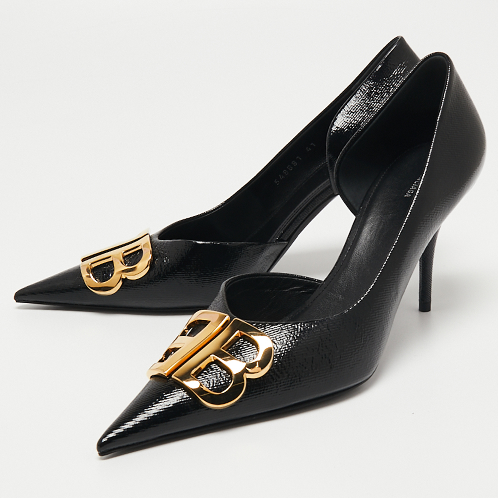 

Balenciaga Black Leather BB Knife Pumps Size