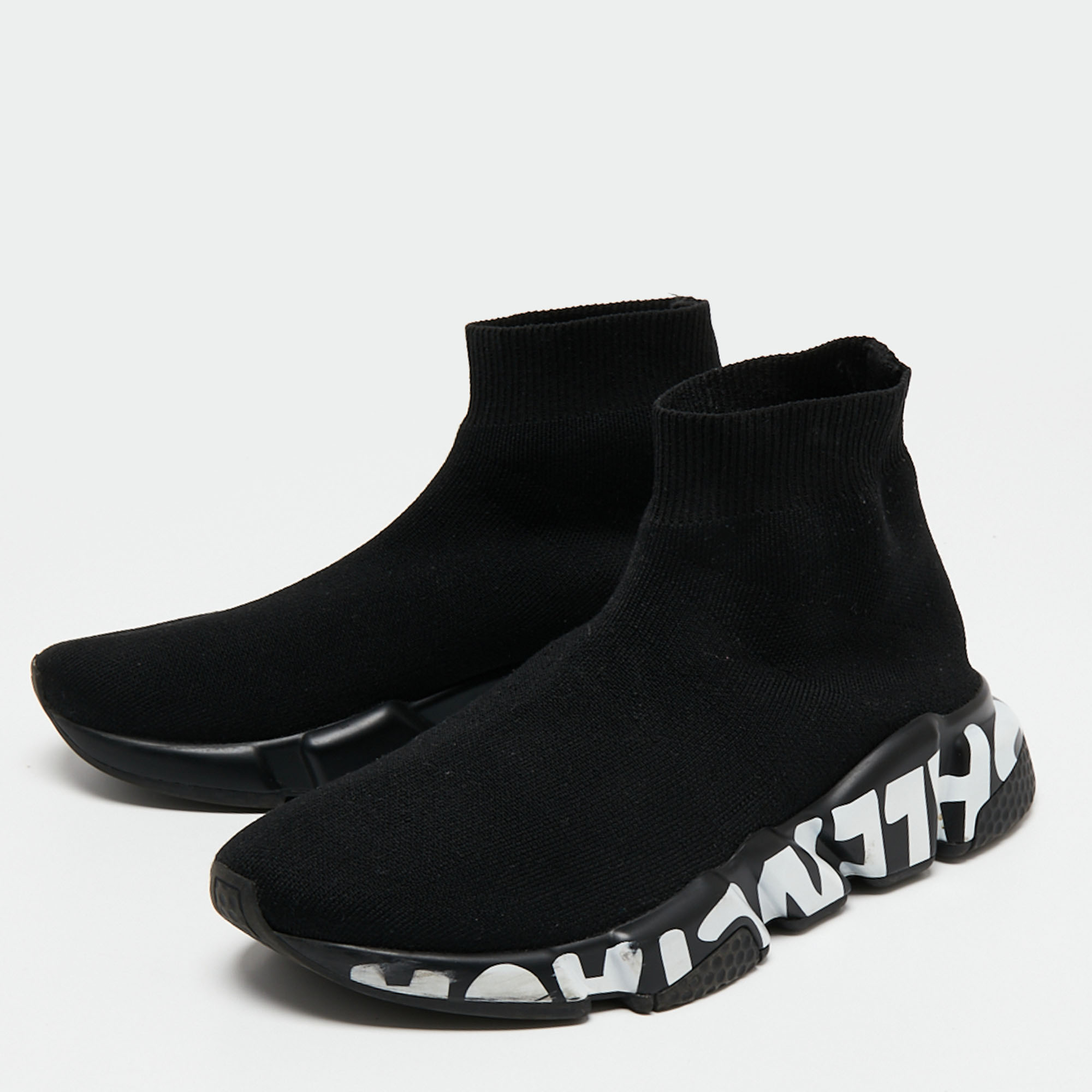 

Balenciaga Black Knit Fabric Speed Trainer Sneakers Size