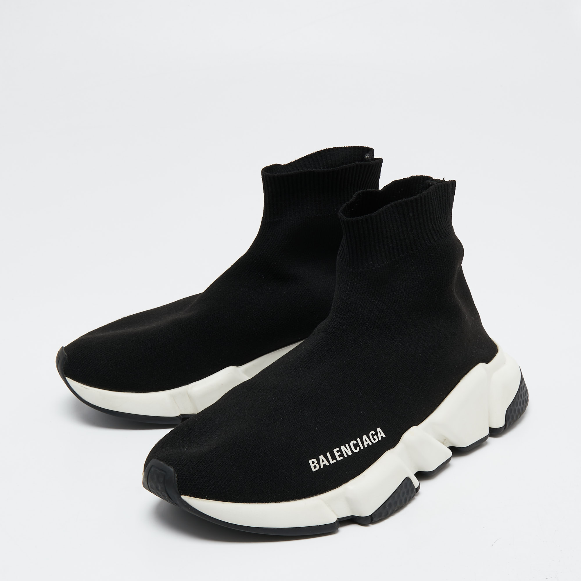 

Balenciaga Black Knit Speed Trainer High Top Sneakers Size