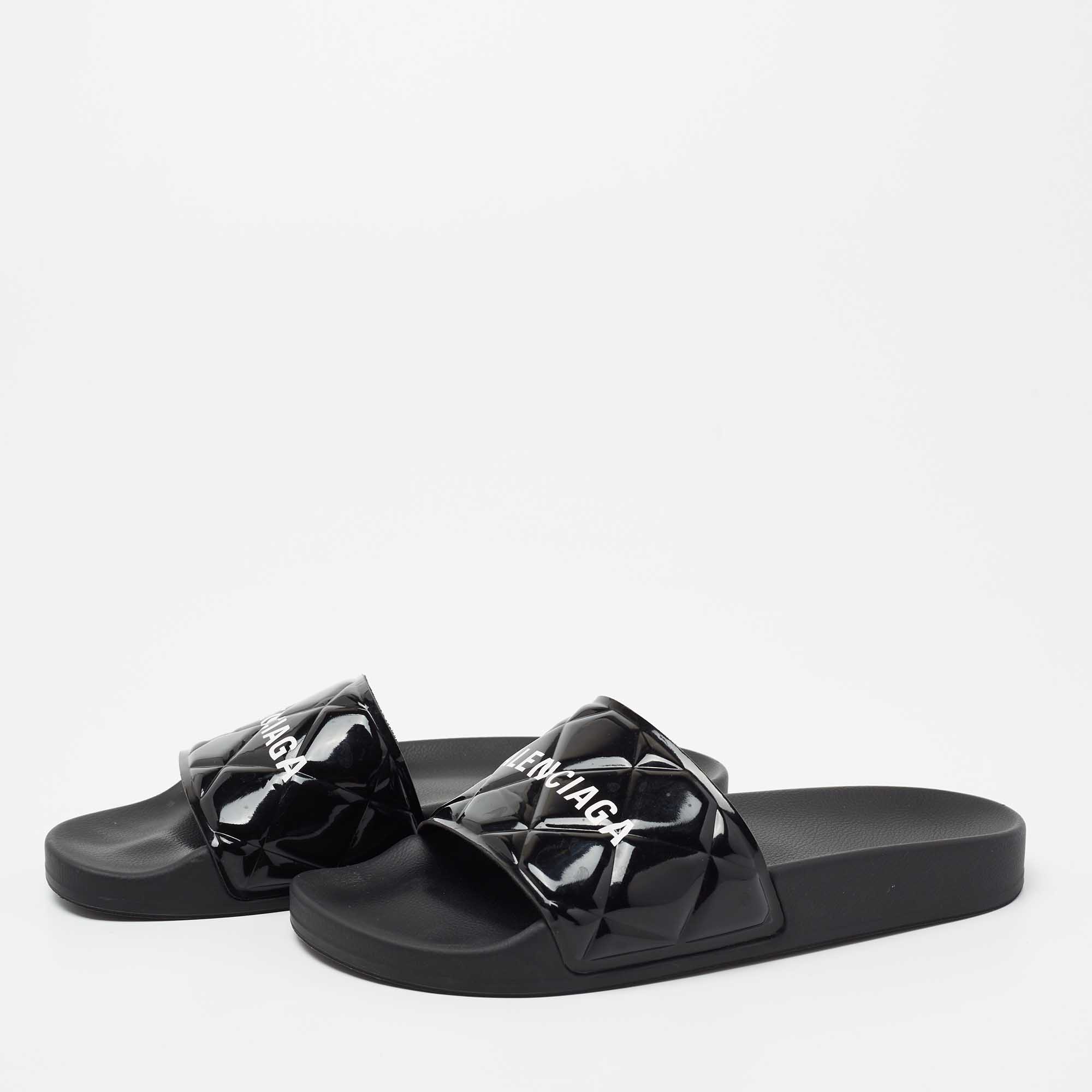 

Balenciaga Black PVC Slide Flats Size