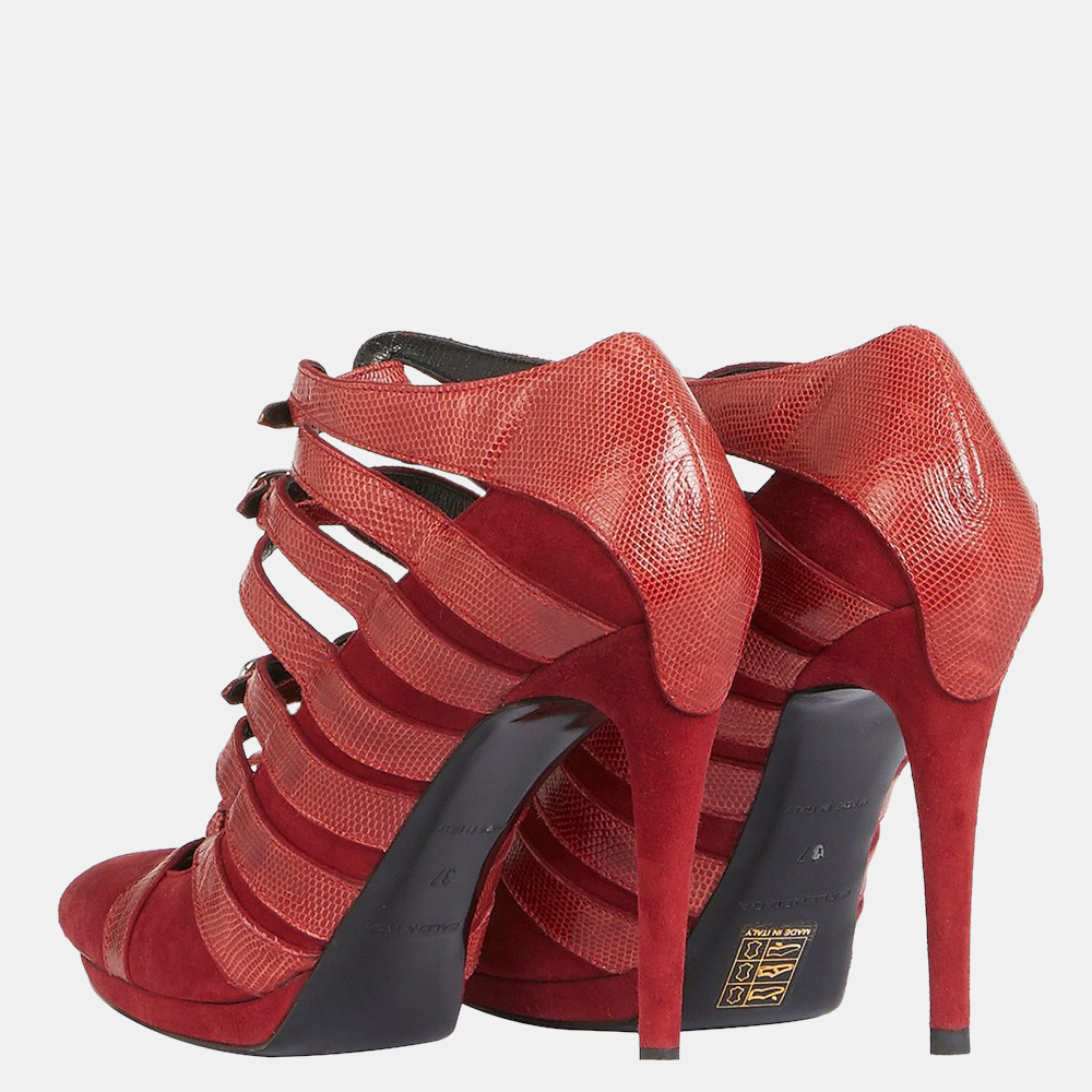 

Balenciaga Red Suede and Leather Multistrap Pumps Size IT