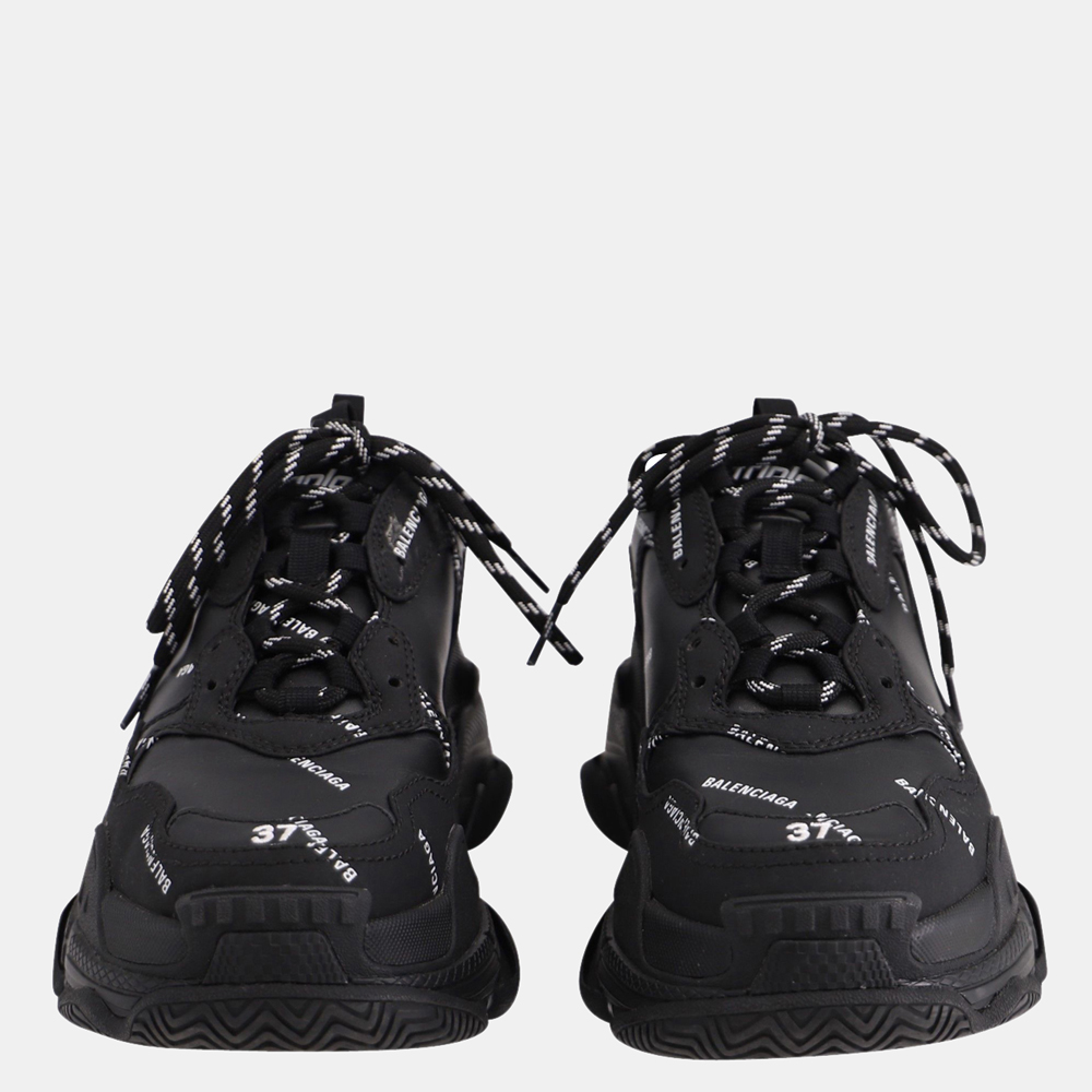 

Balenciaga Black Allover Logo Triple S Sneaker Size EU