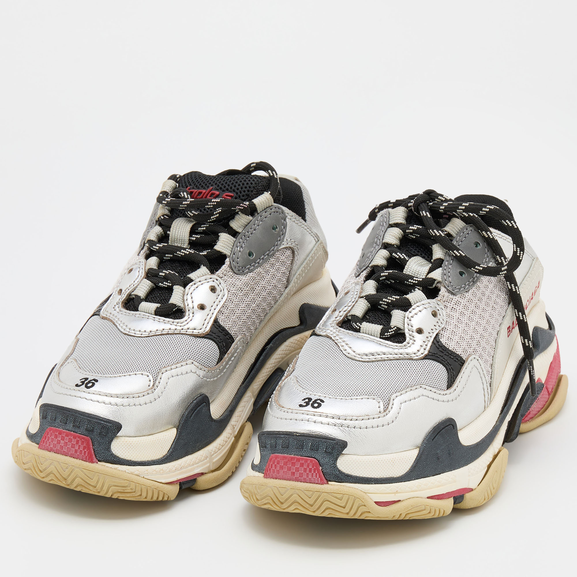 

Balenciaga Multicolor Leather and Mesh Triple S Sneakers Size