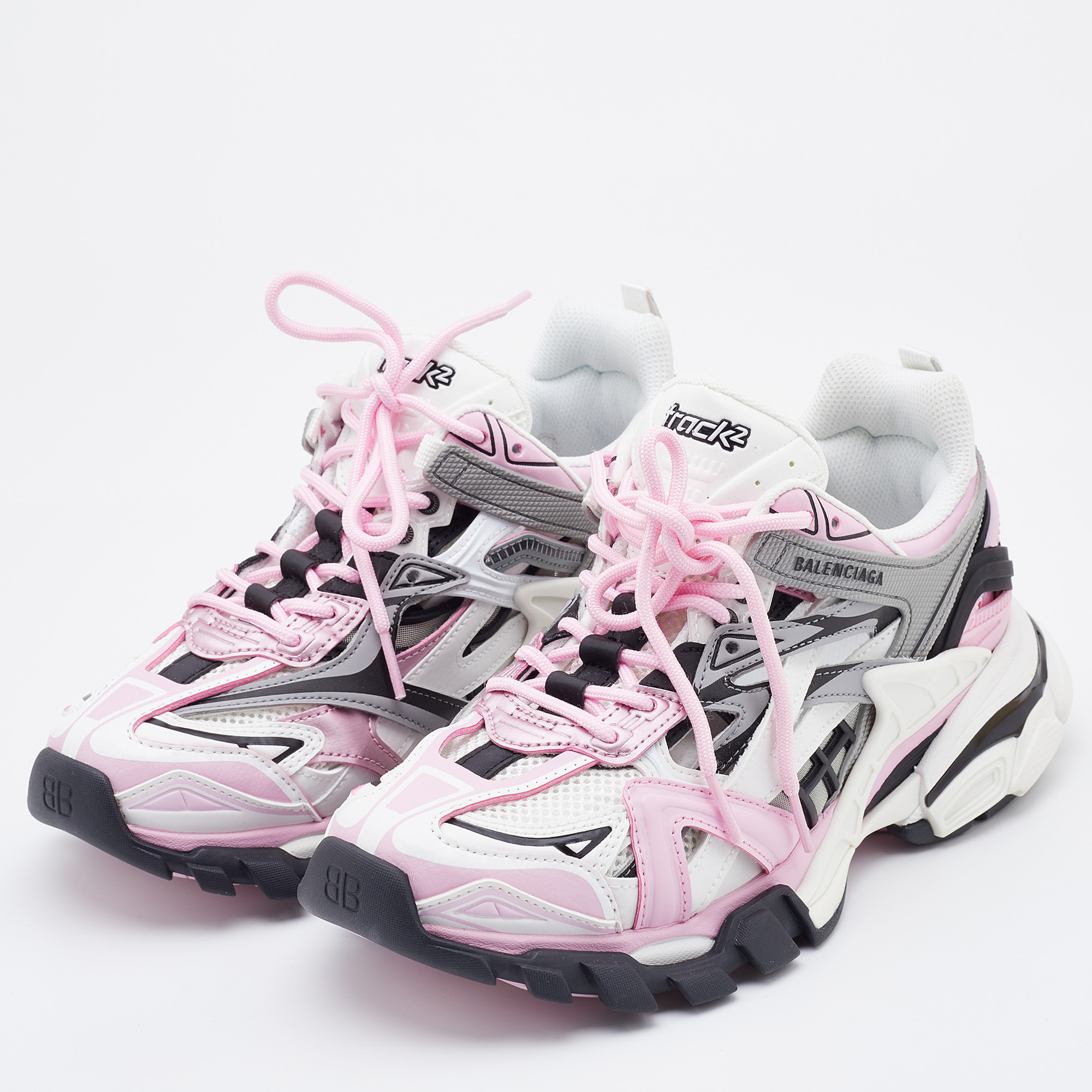 

Balenciaga Multicolor Leather and Mesh Track Sneakers Size
