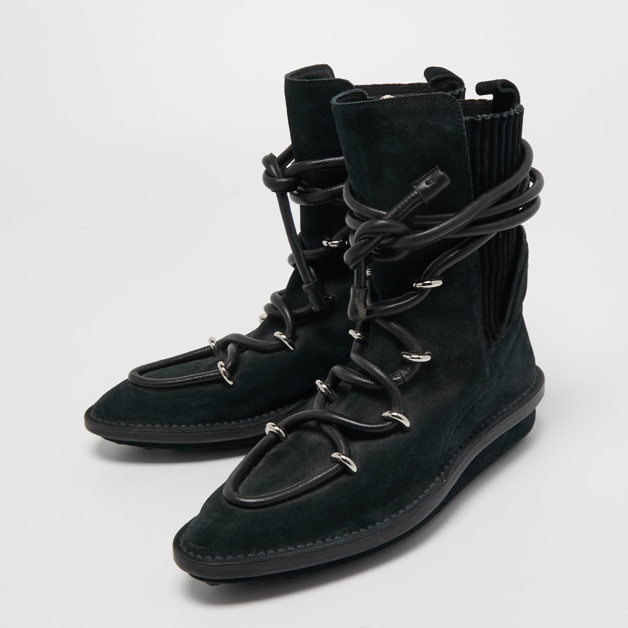 

Balenciaga Black Suede Lace Up Ankle Boots Size