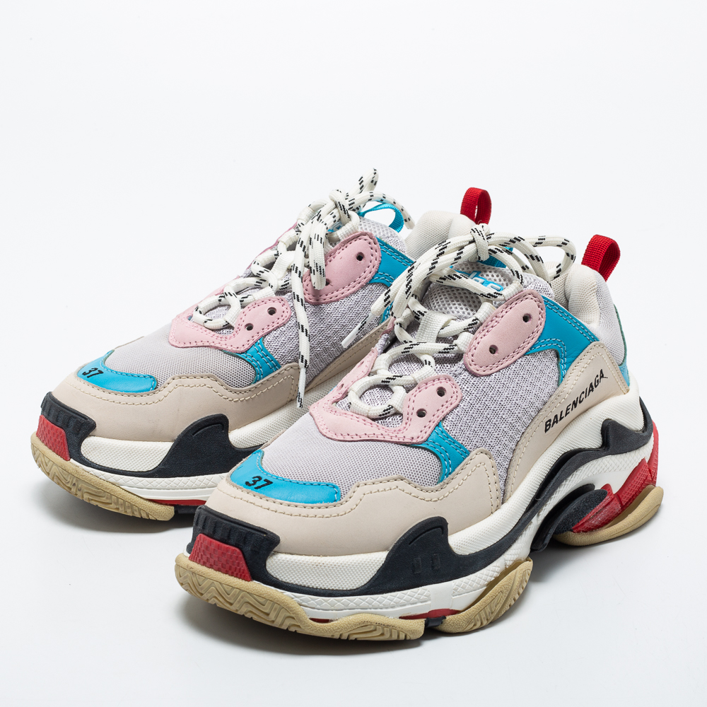 

Balenciaga Multicolor Leather And Mesh Triple S Sneakers Size
