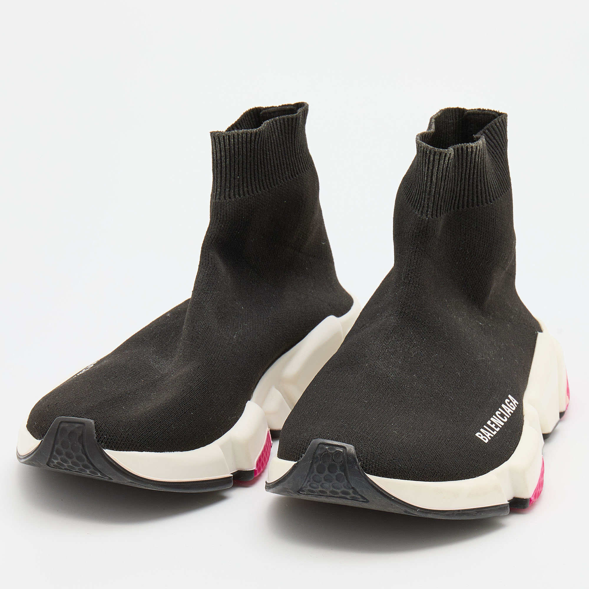 

Balenciaga Black Knit Fabric Speed 2.0 Slip On Sneakers Size