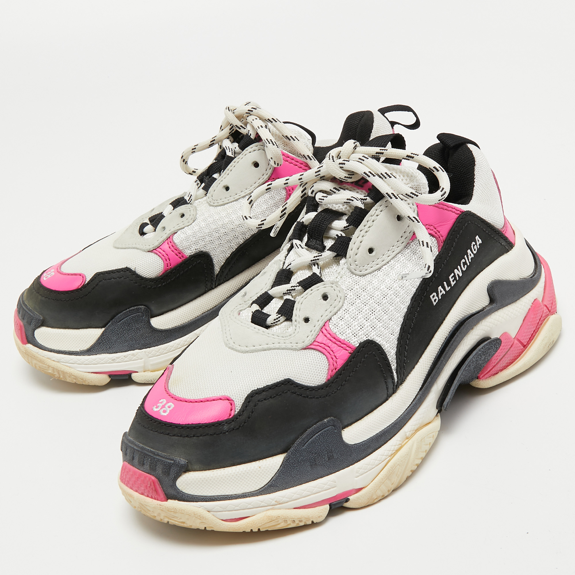 

Balenciaga Multicolor Fabric and Leather Triple S Sneakers Size