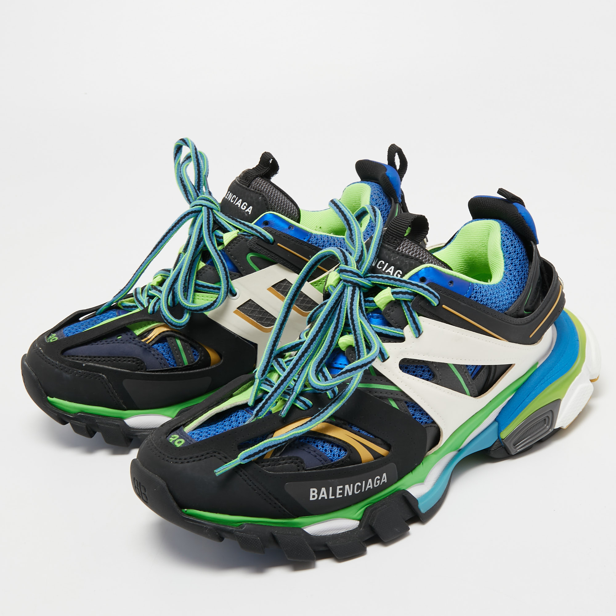 

Balenciaga Multicolor Leather and Mesh Track Sneakers Size