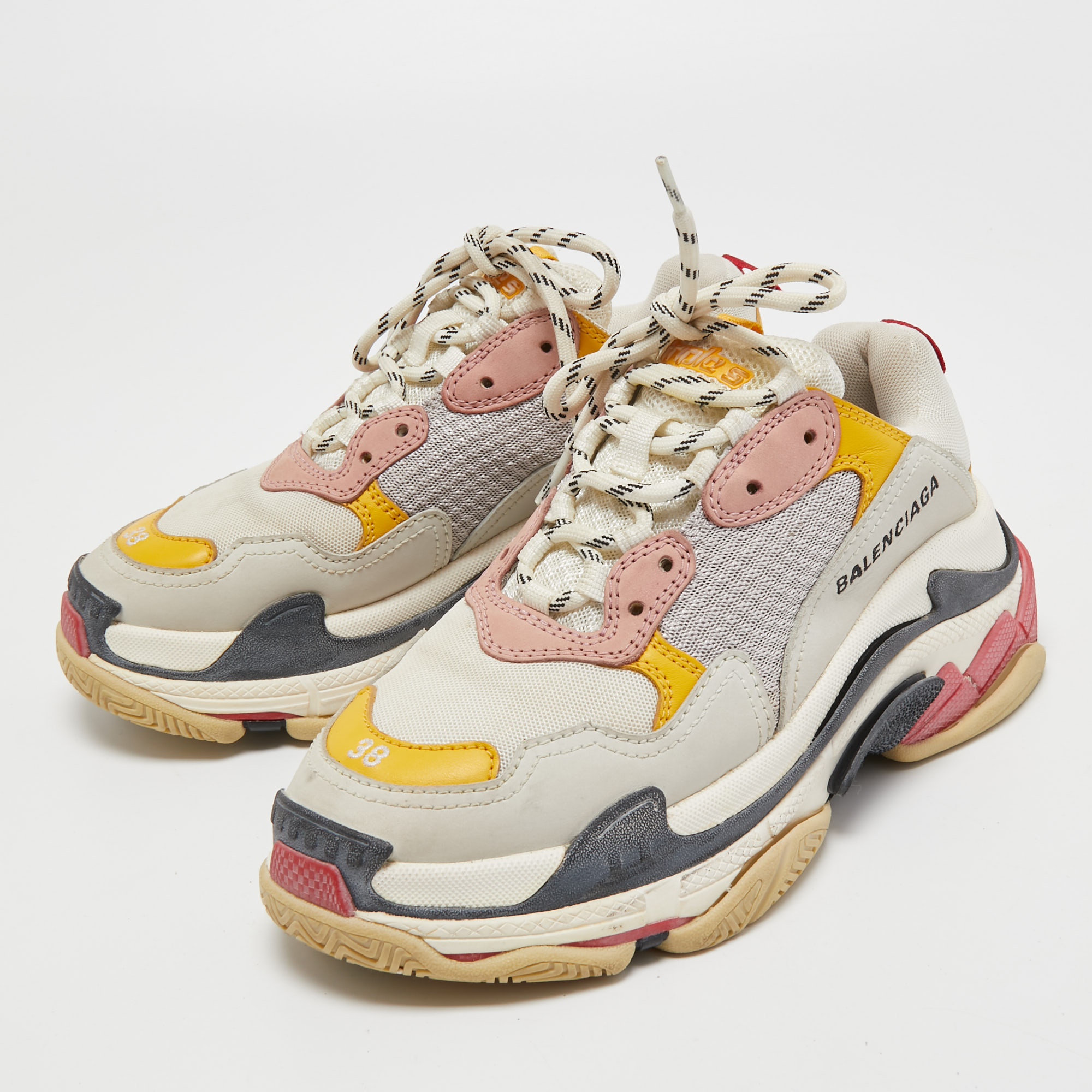 

Balenciaga Multicolor Mesh and Leather Triple S Sneakers Size