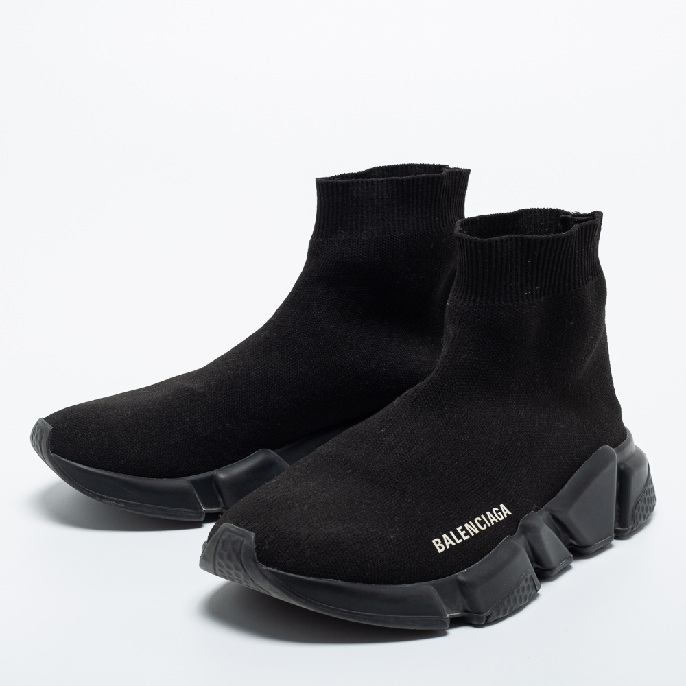 

Balenciaga Black Knit Fabric Speed Trainer Sneakers Size