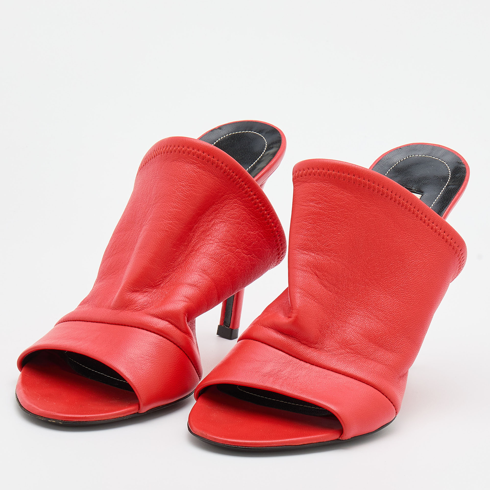

Balenciaga Red Leather Slide Sandals Size