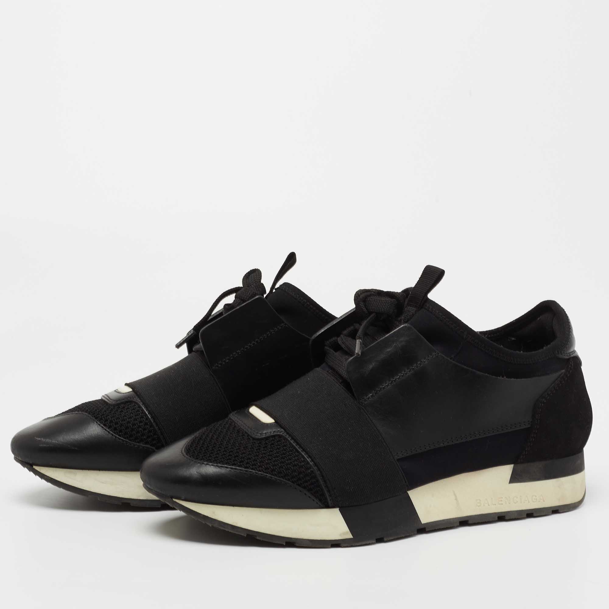 

Balenciaga Black Leather and Suede Race Runner Sneakers Size