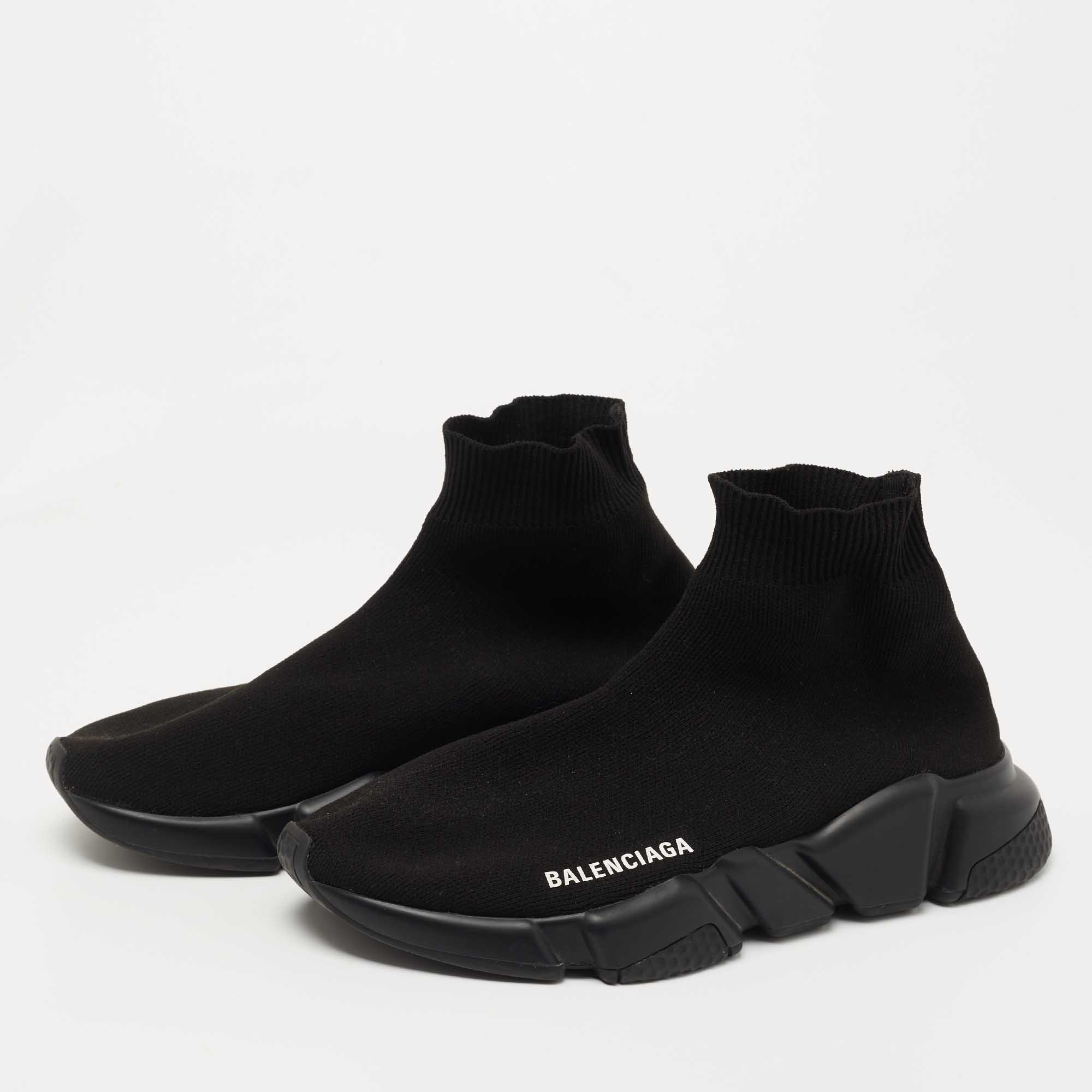 

Balenciaga Black Knit Fabric Speed Trainer Sneakers Size