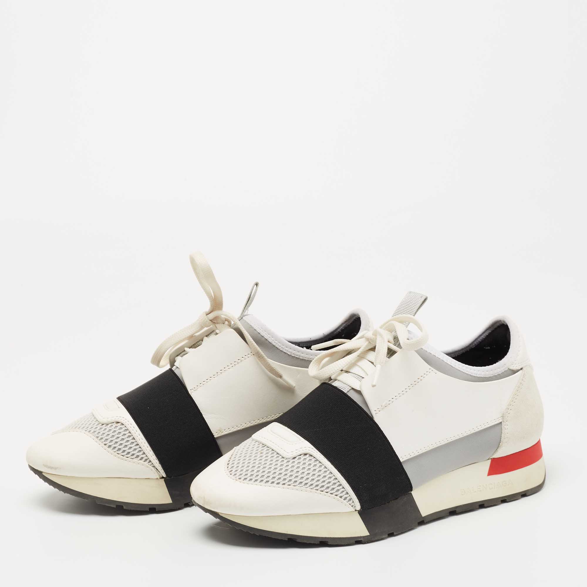 

Balenciaga Multicolor Leather and Mesh Race Runner Sneakers Size
