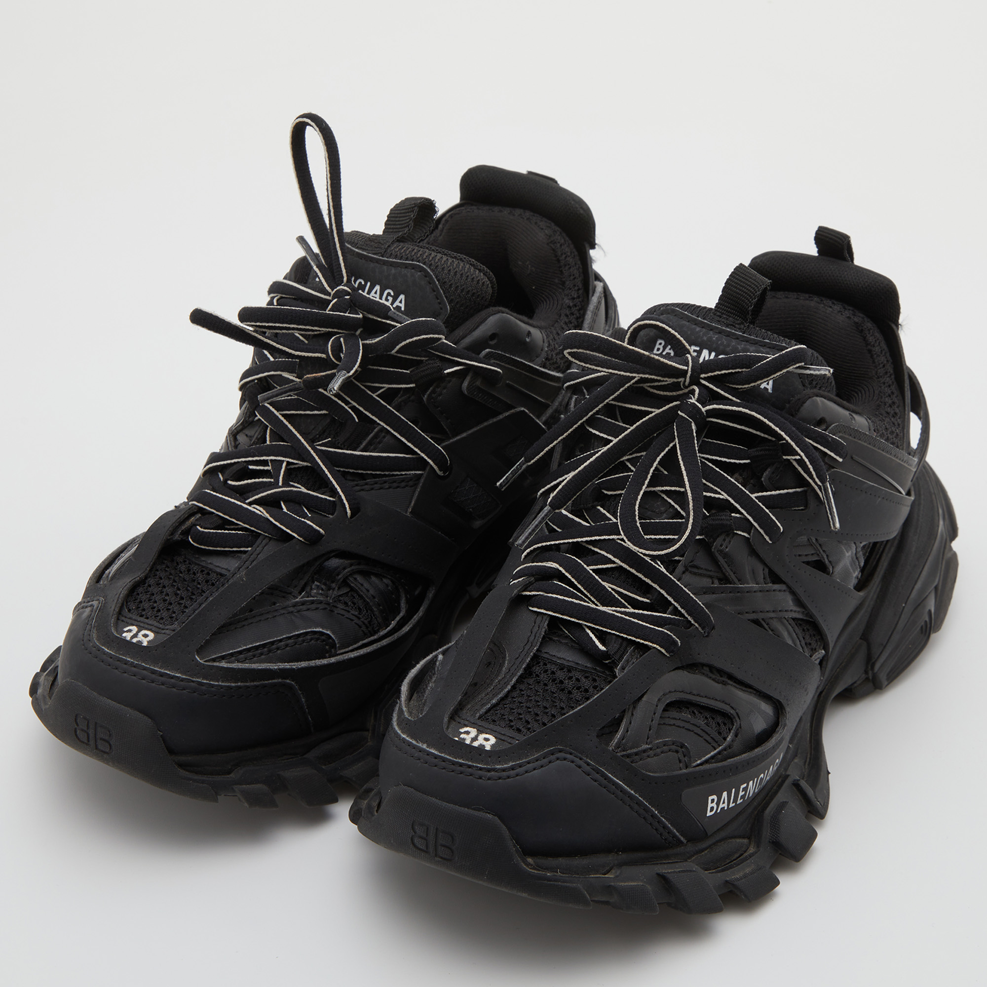 

Balenciaga Black Neoprene, Leather and Mesh Track Sneakers Size