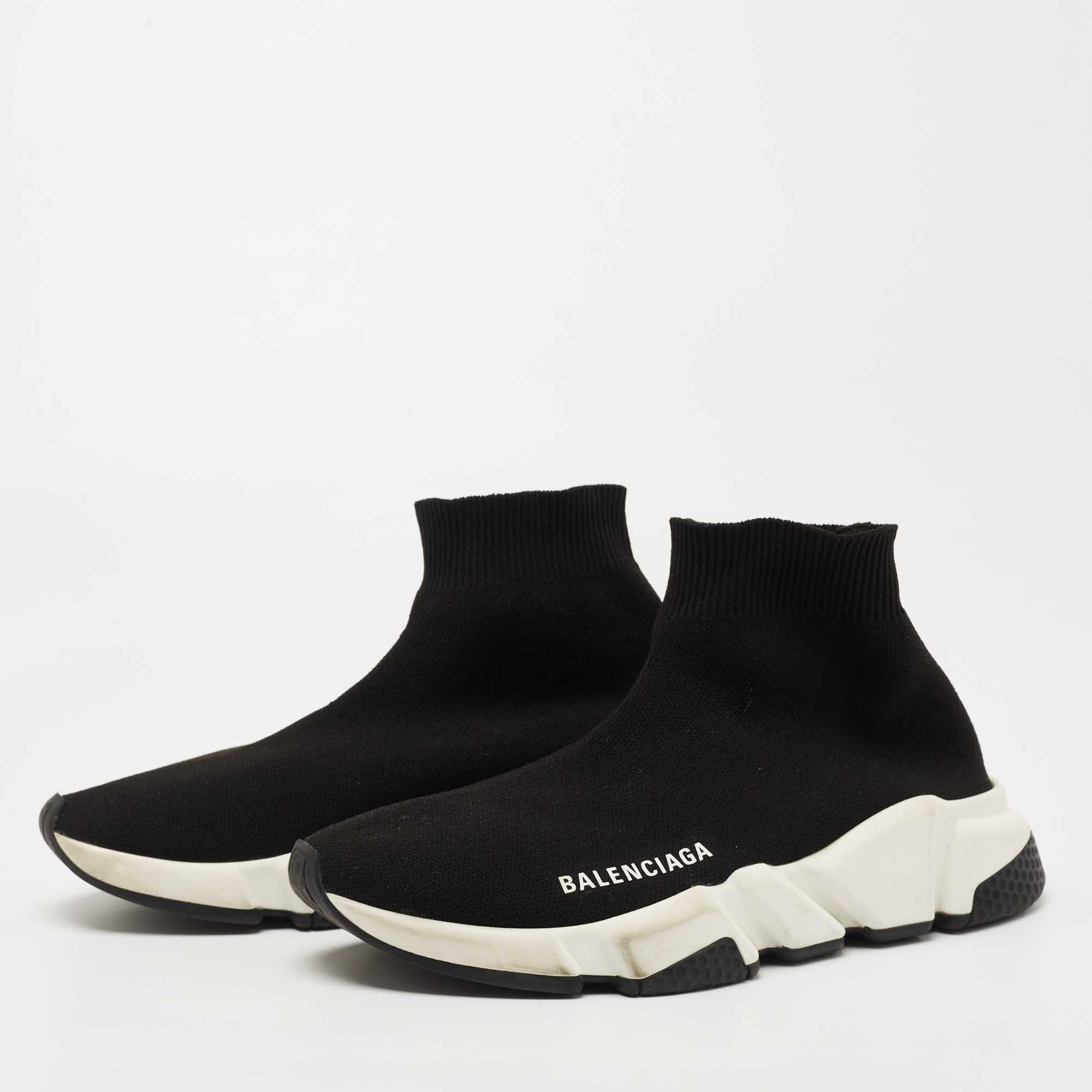 

Balenciaga Black Knit Fabric Speed Trainer Sneakers Size
