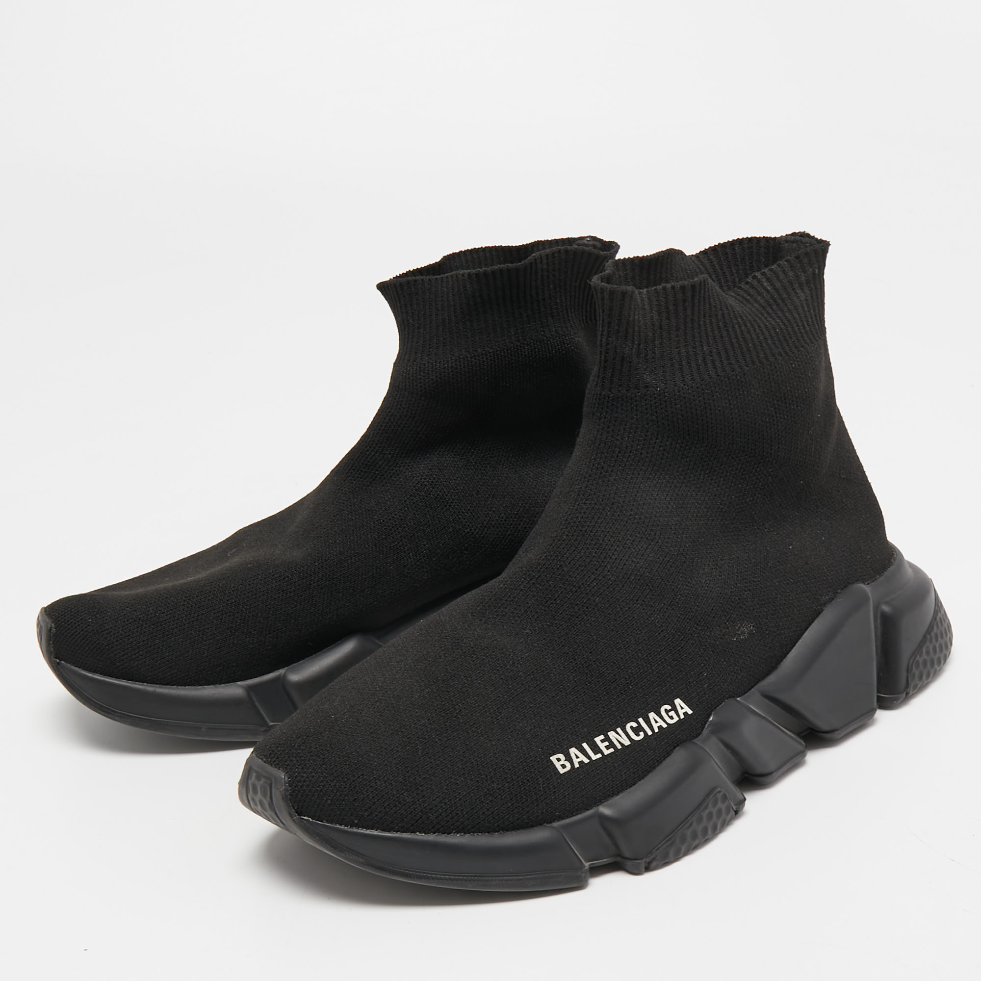 

Balenciaga Black Knit Fabric Speed Trainer Sneakers Size