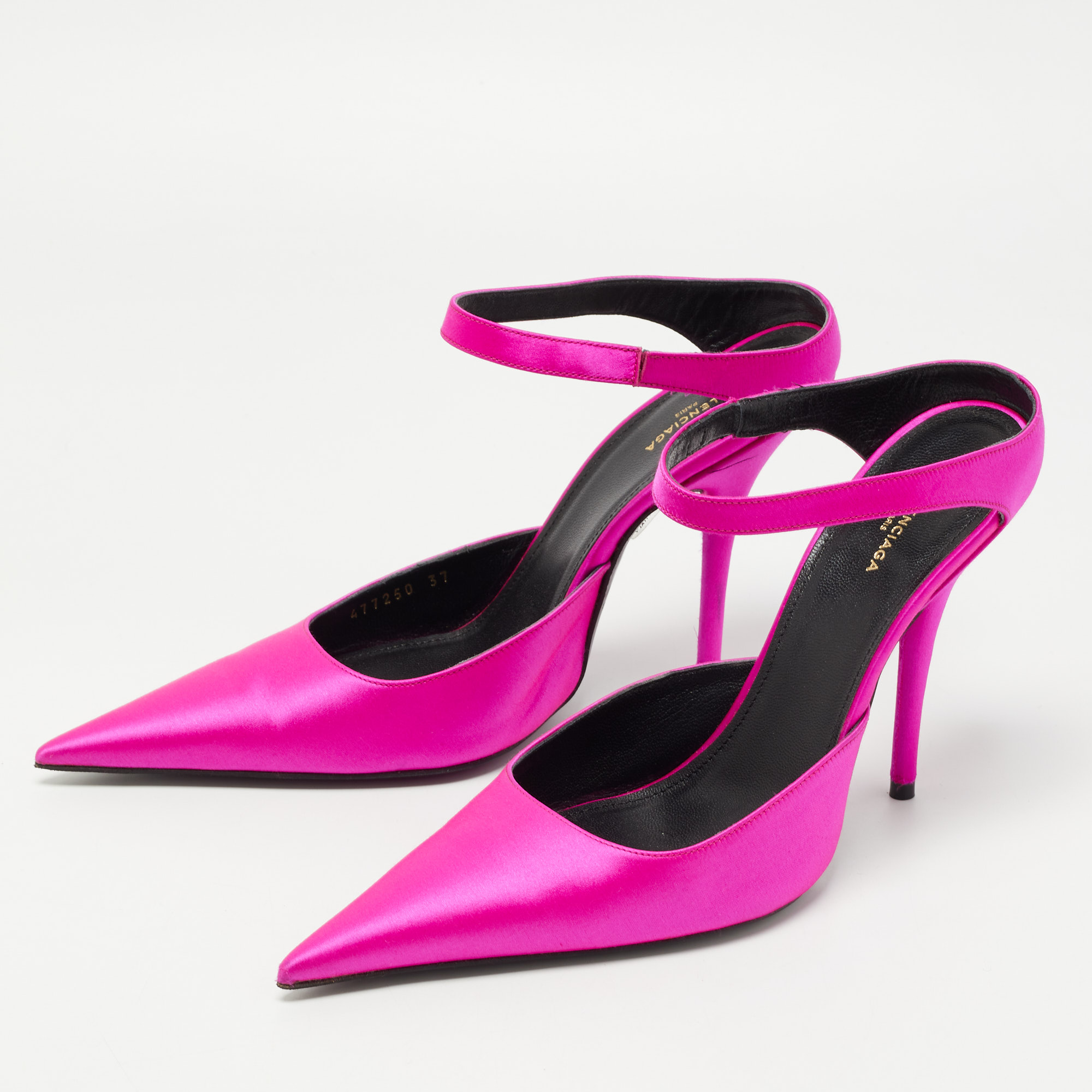 

Balenciaga Pink Satin Pointed Toe Ankle Strap Pumps Size