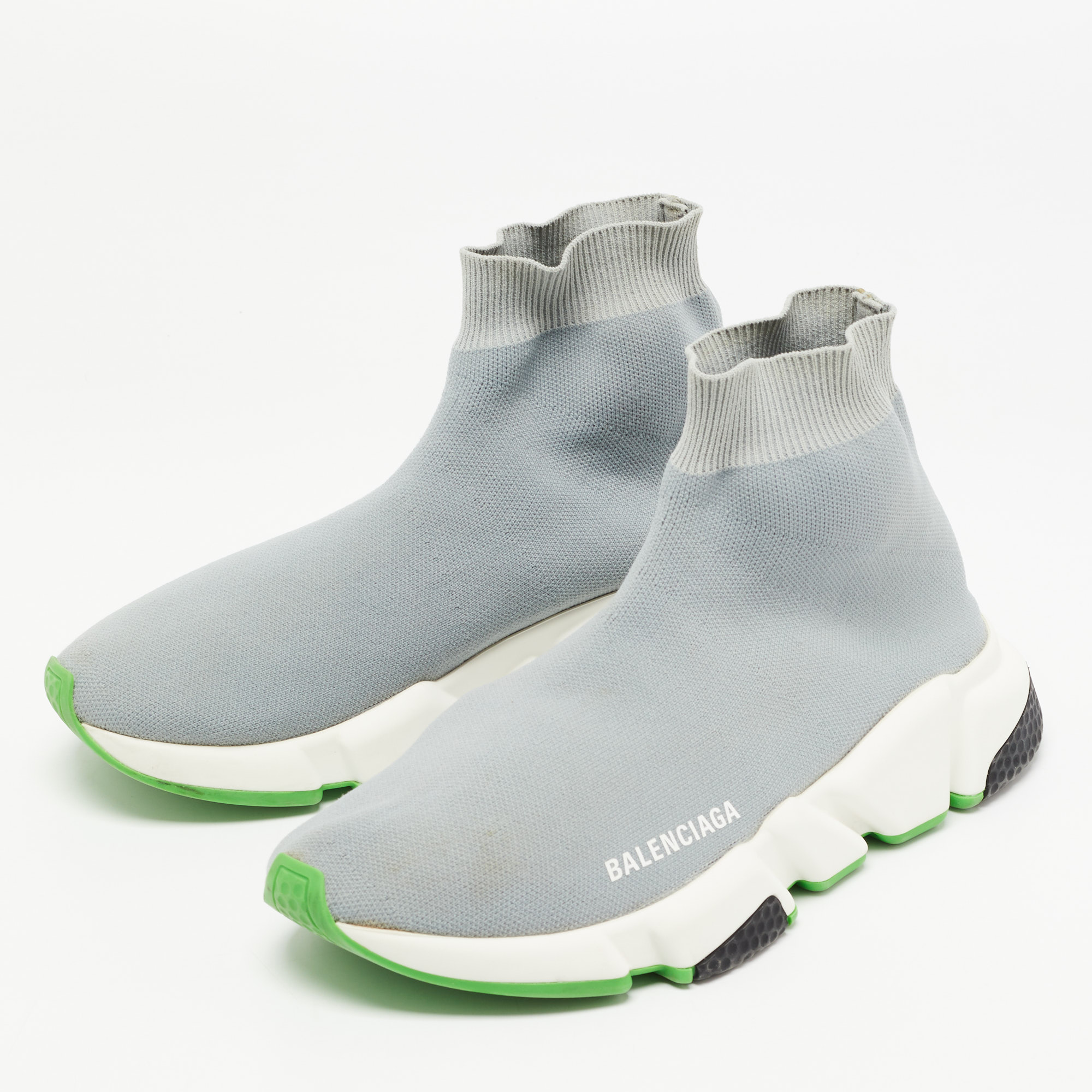 

Balenciaga Grey Knit Fabric Speed 20 High Top Sneakers Size
