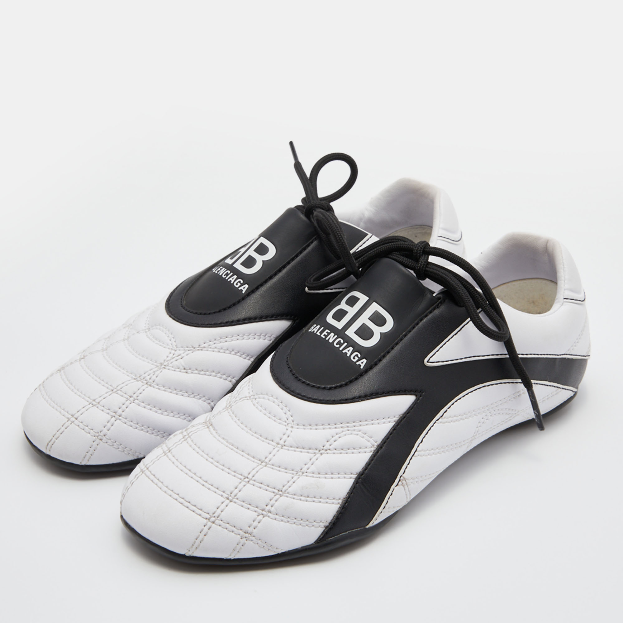 

Balenciaga White/Black Leather Zen Low Top Sneakers Size