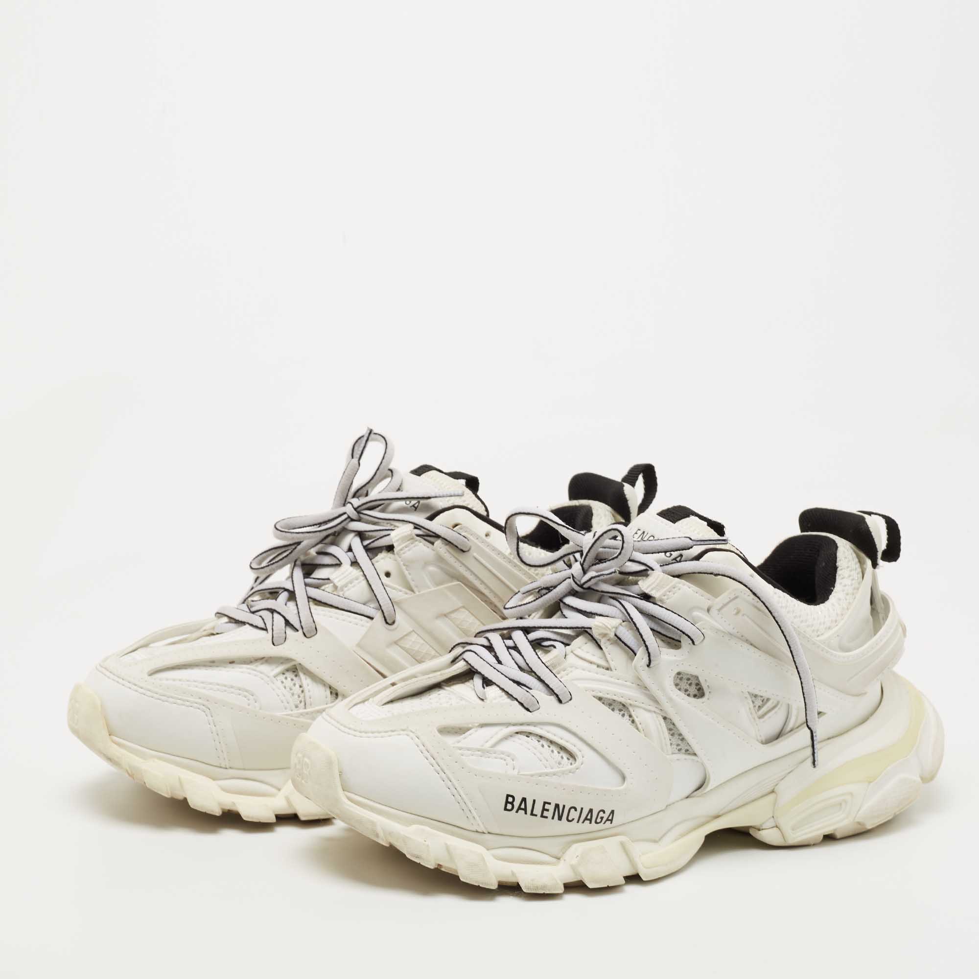 

Balenciaga White Leather and Mesh Track Sneakers Size