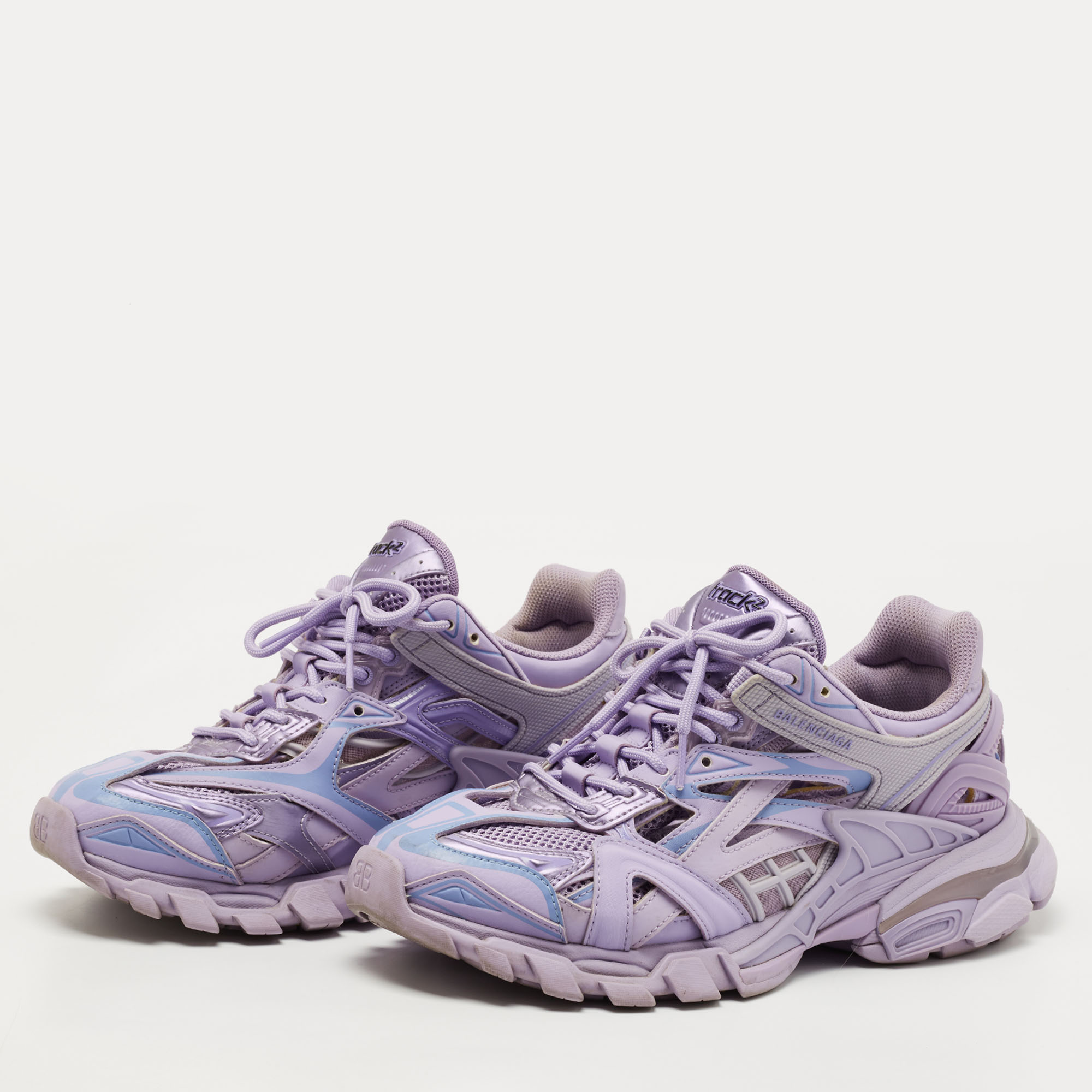 

Balenciaga Purple Leather and Mesh Track Sneakers Size