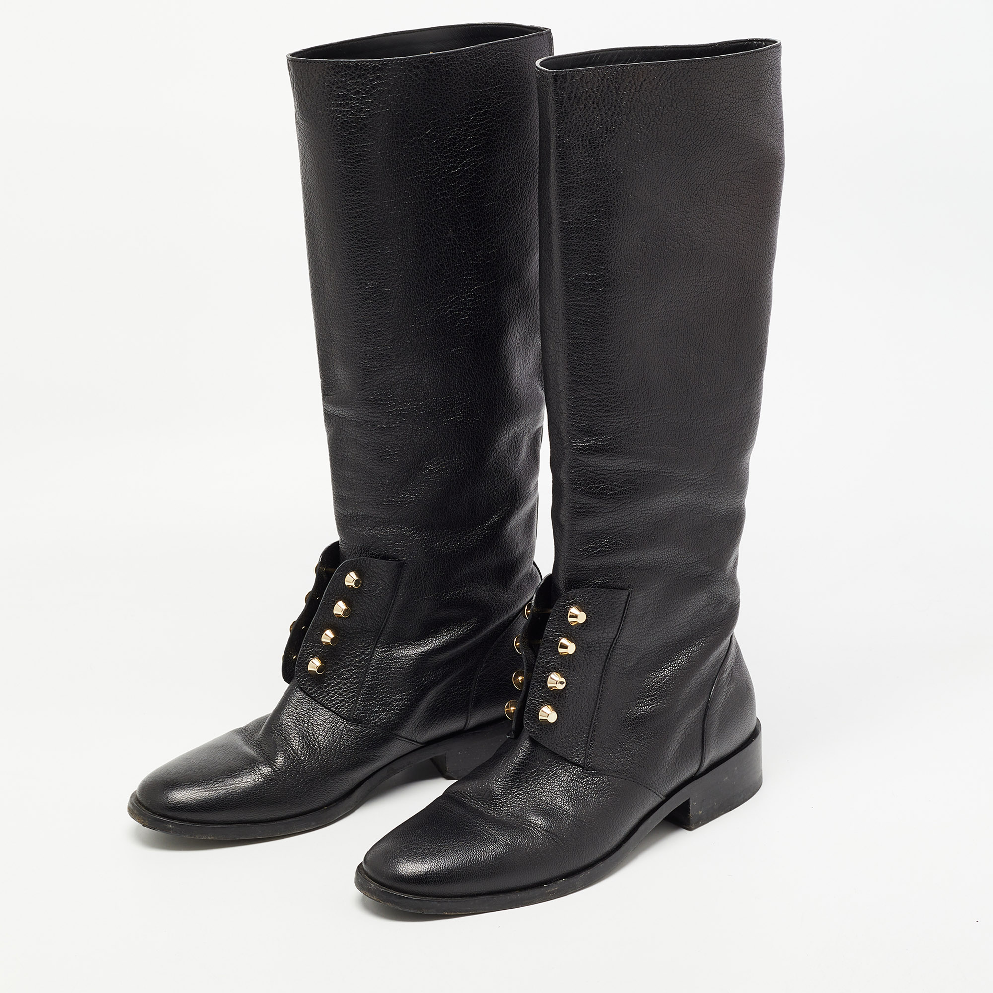 

Balenciaga Black Leather Knee Length Boots Size