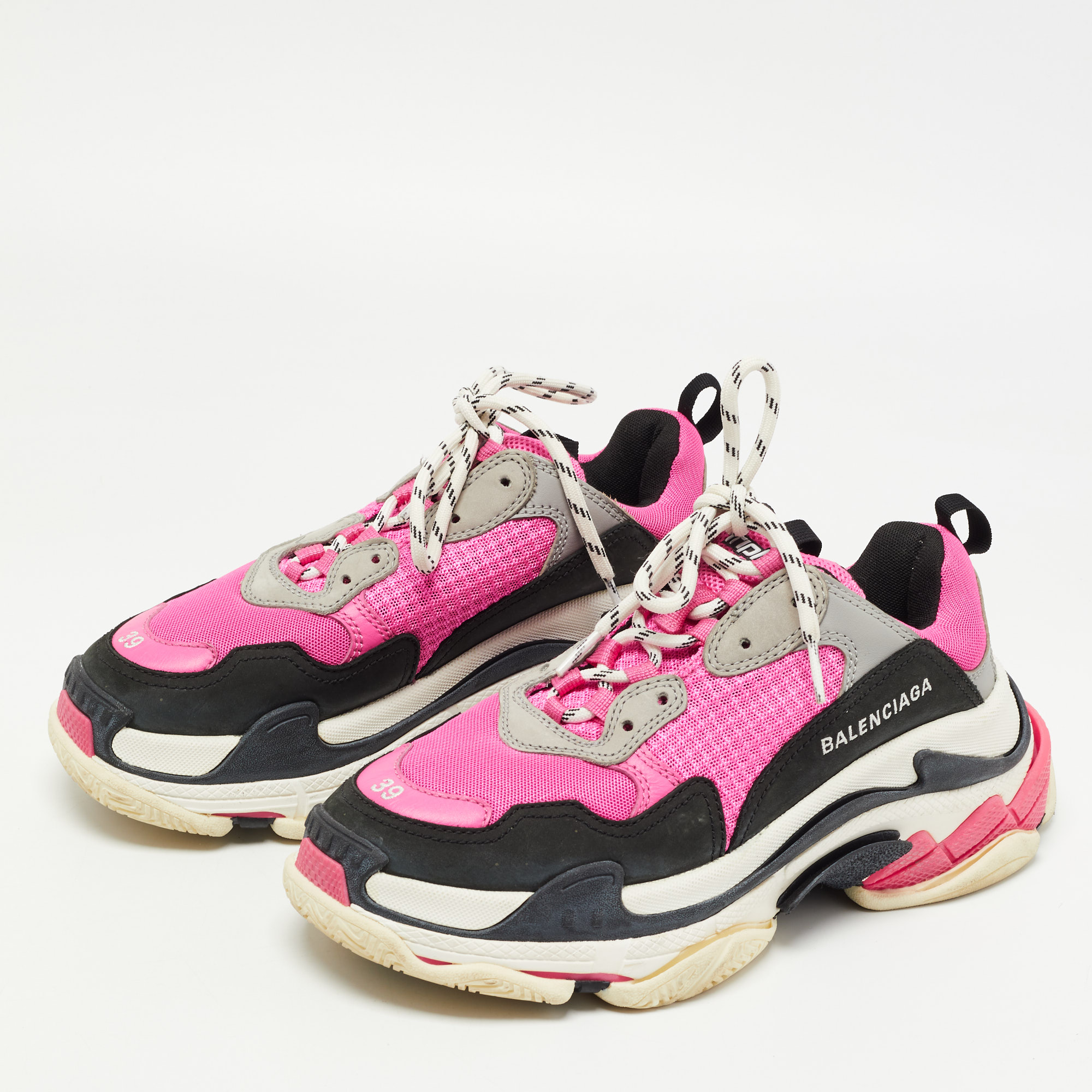 

Balenciaga Multicolor Leather and Mesh Triple S Low Top Sneakers Size