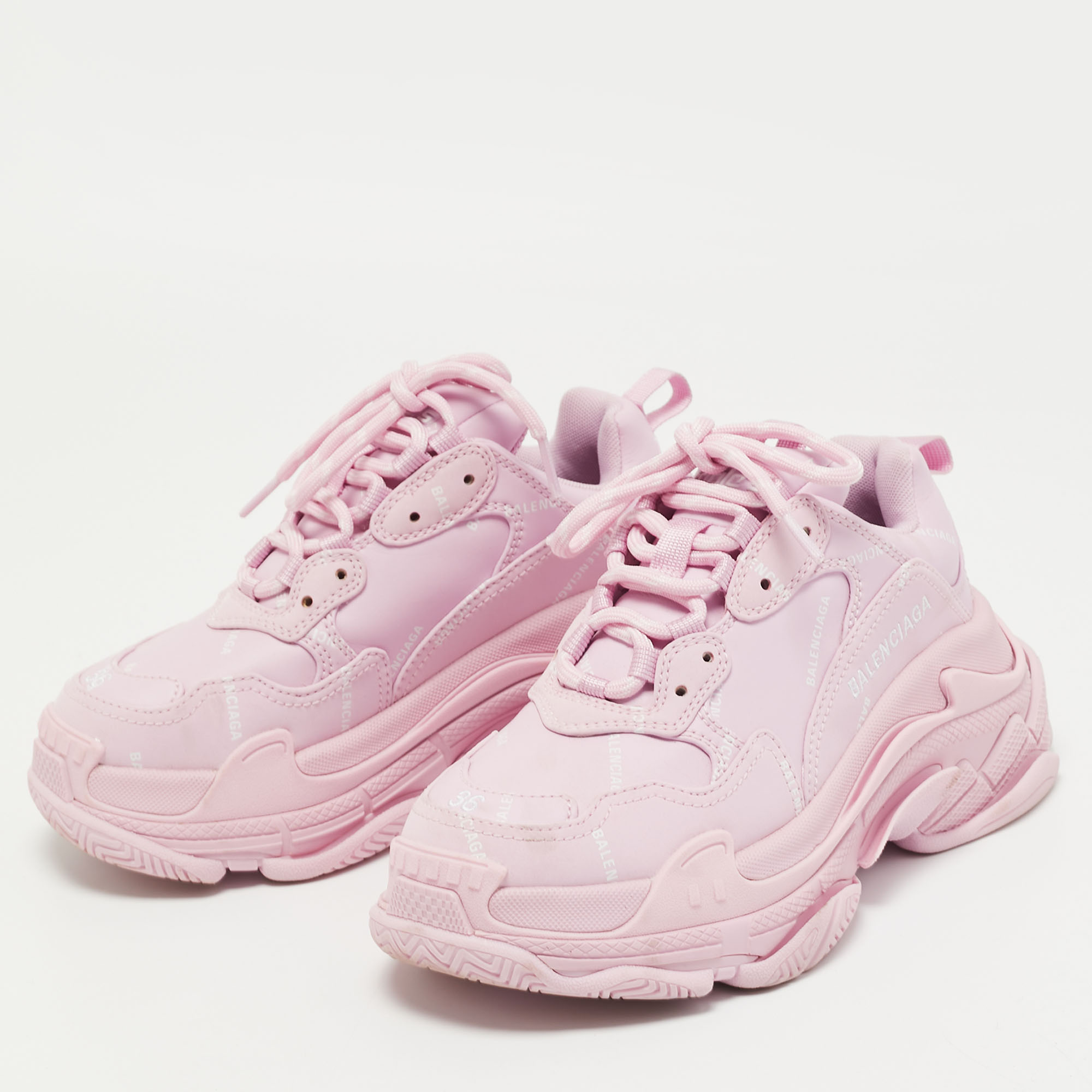 

Balenciaga Pink Leather Triple S Sneakers Size