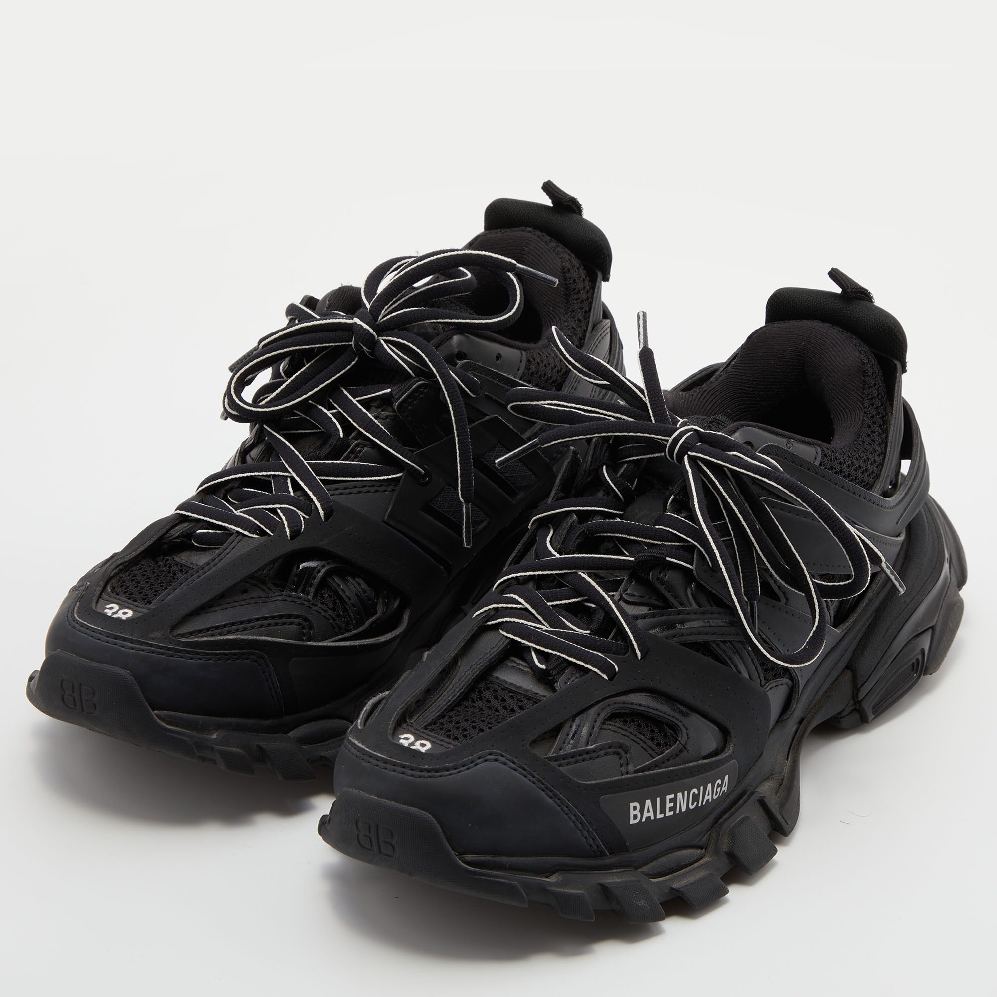 

Balenciaga Black Leather, Neoprene and Mesh Track Sneakers Size