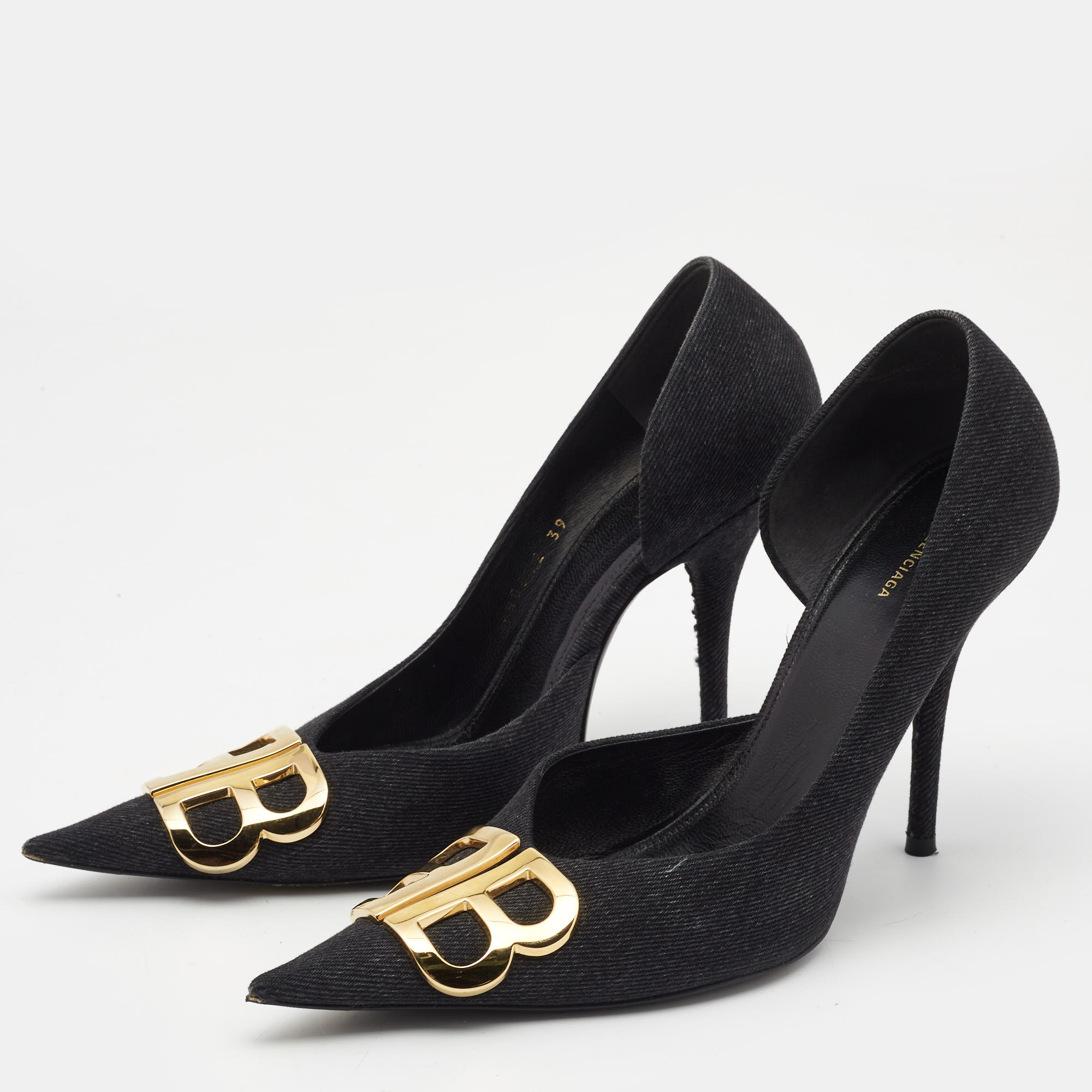 

Balenciaga Black Denim BB Knife Pumps Size