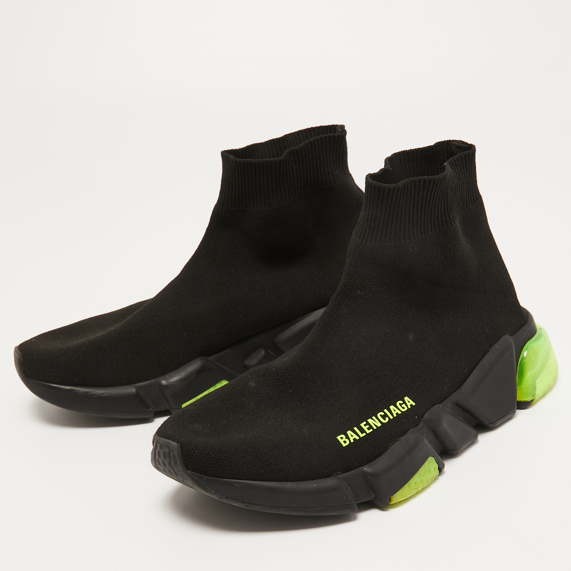 

Balenciaga Black Knit Fabric Speed Trainer High Top Sneakers Size